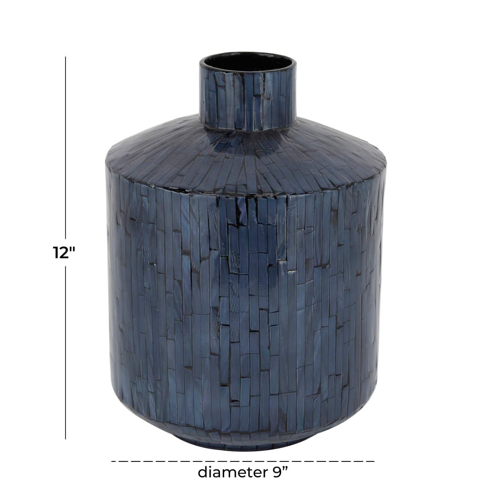 Blue Shell Contemporary Vase, 9" x 9" x 9"