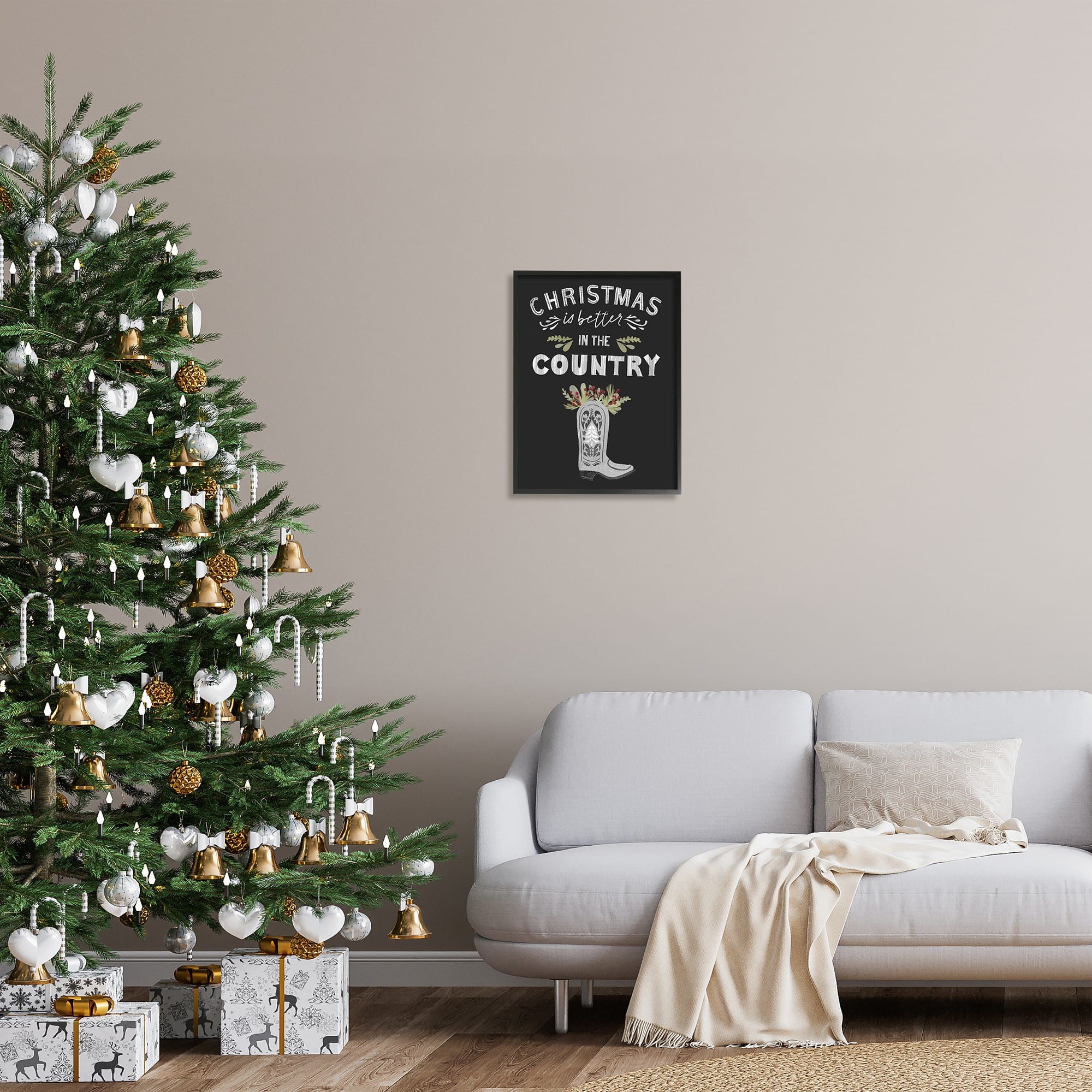 Stupell Industries Christmas Better In Country Phrase Framed Giclee Art