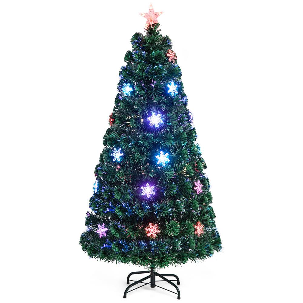 Costway 5ft. Pre-Lit Fiber Optic Artificial Christmas Tree with Star Topper, Multicolor LED Lights