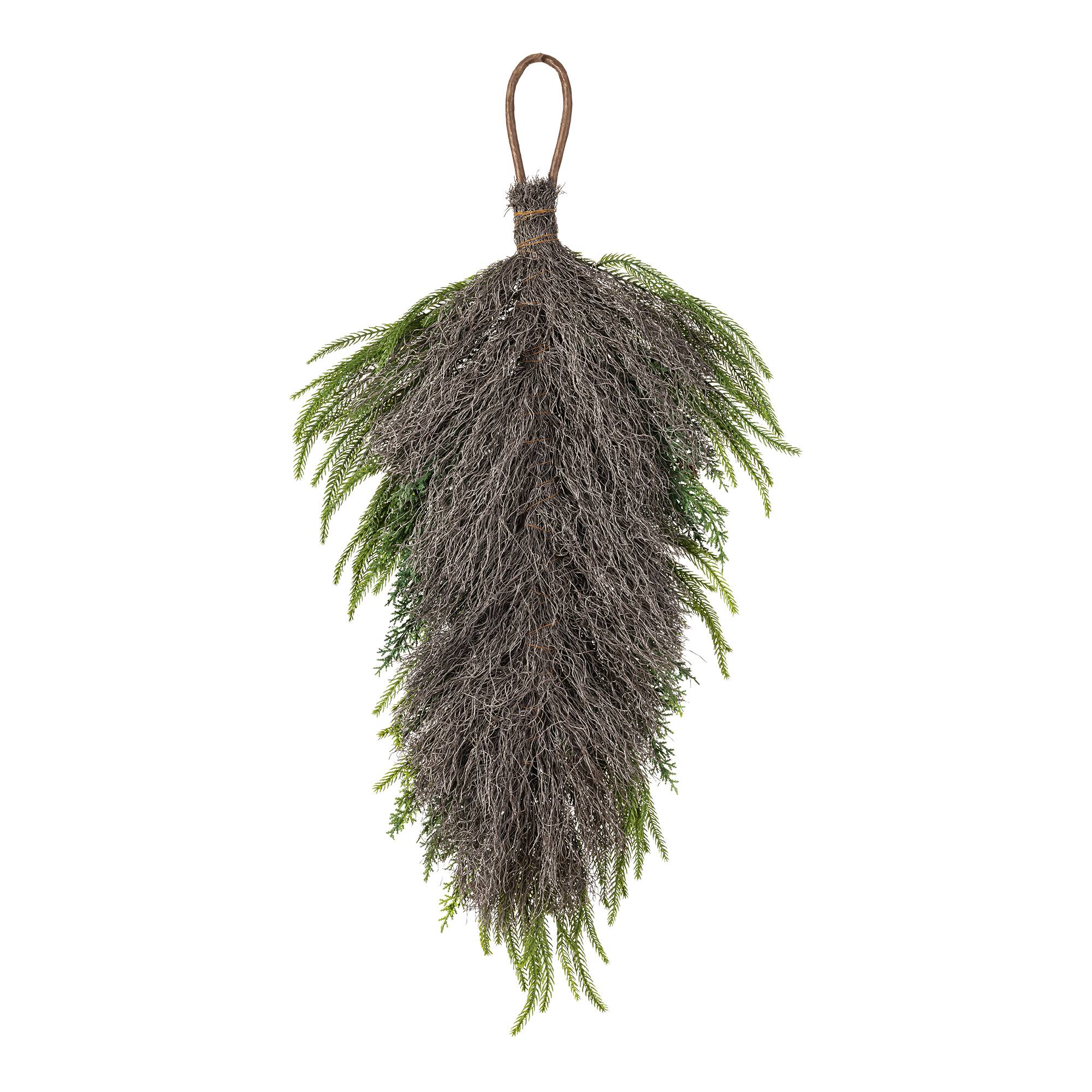 Glitzhome® 31.5" Christmas Greenery Mixed PE Teardrop with Pinecones