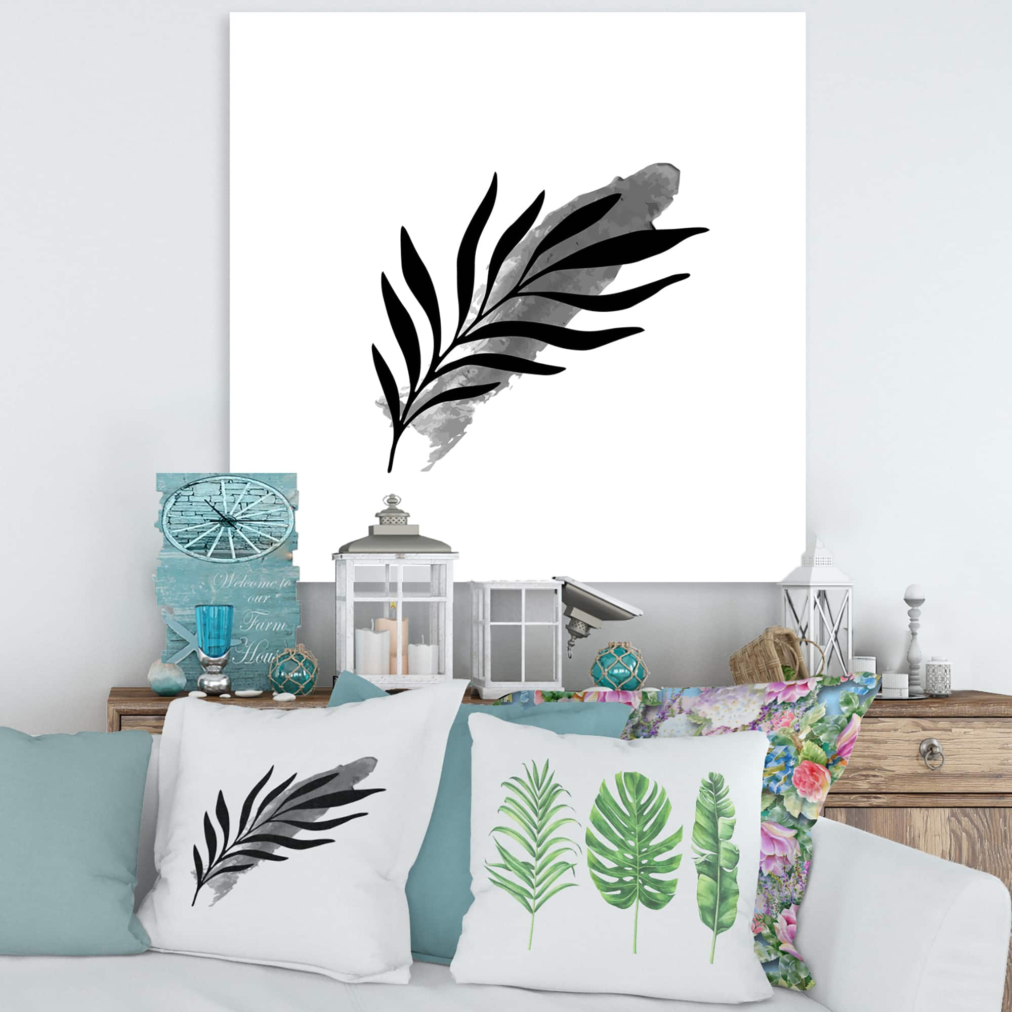 Designart - Abstract Tropical Leaf I - Modern Canvas Wall Art Print