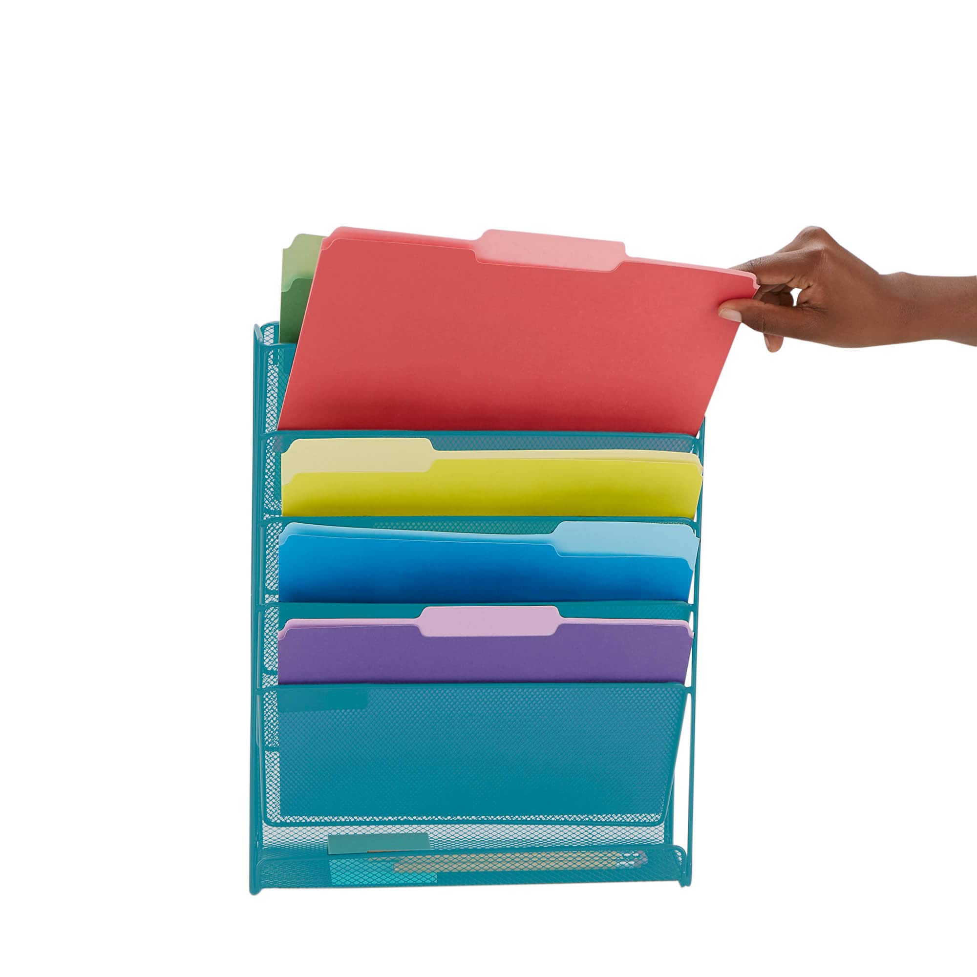 Mind Reader 6 Compartment Vertical Hanging Wall File & Chart Organizer