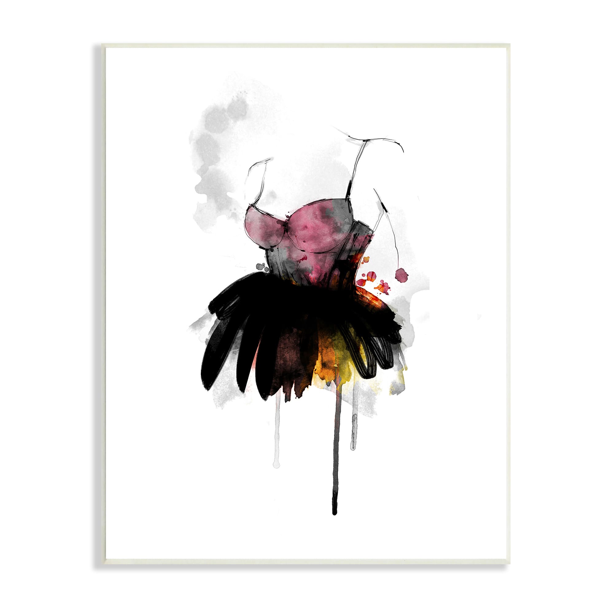 Stupell Industries Modern Female Corset Fashion Illustration Abstract Dress Wall Plaque