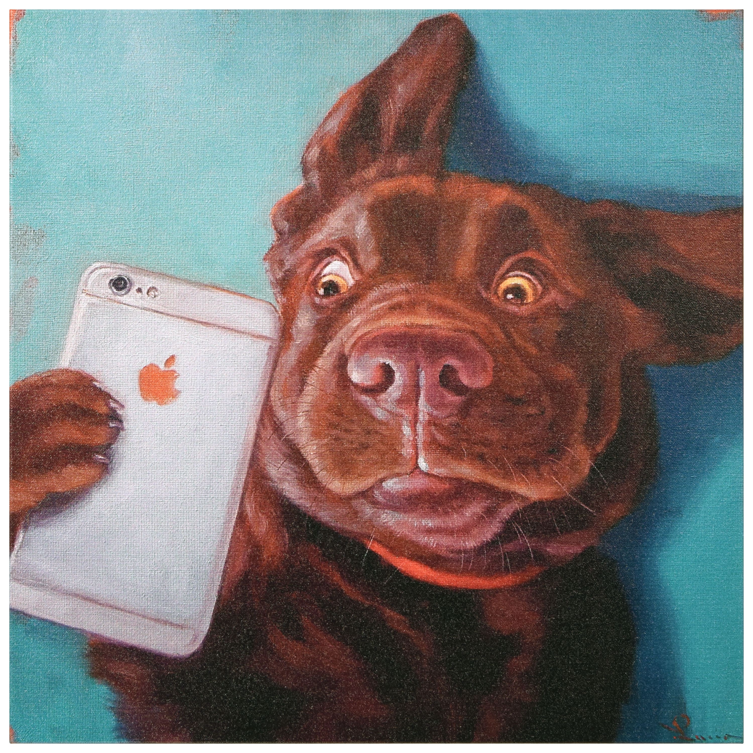 Empire Art Direct 18" x 18" Dog Selfie Canvas Wall Art