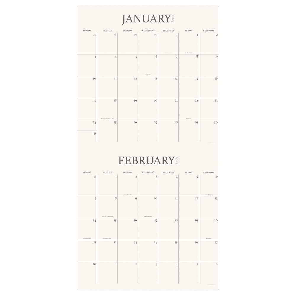 2027 2 Year Grid Wall Calendar