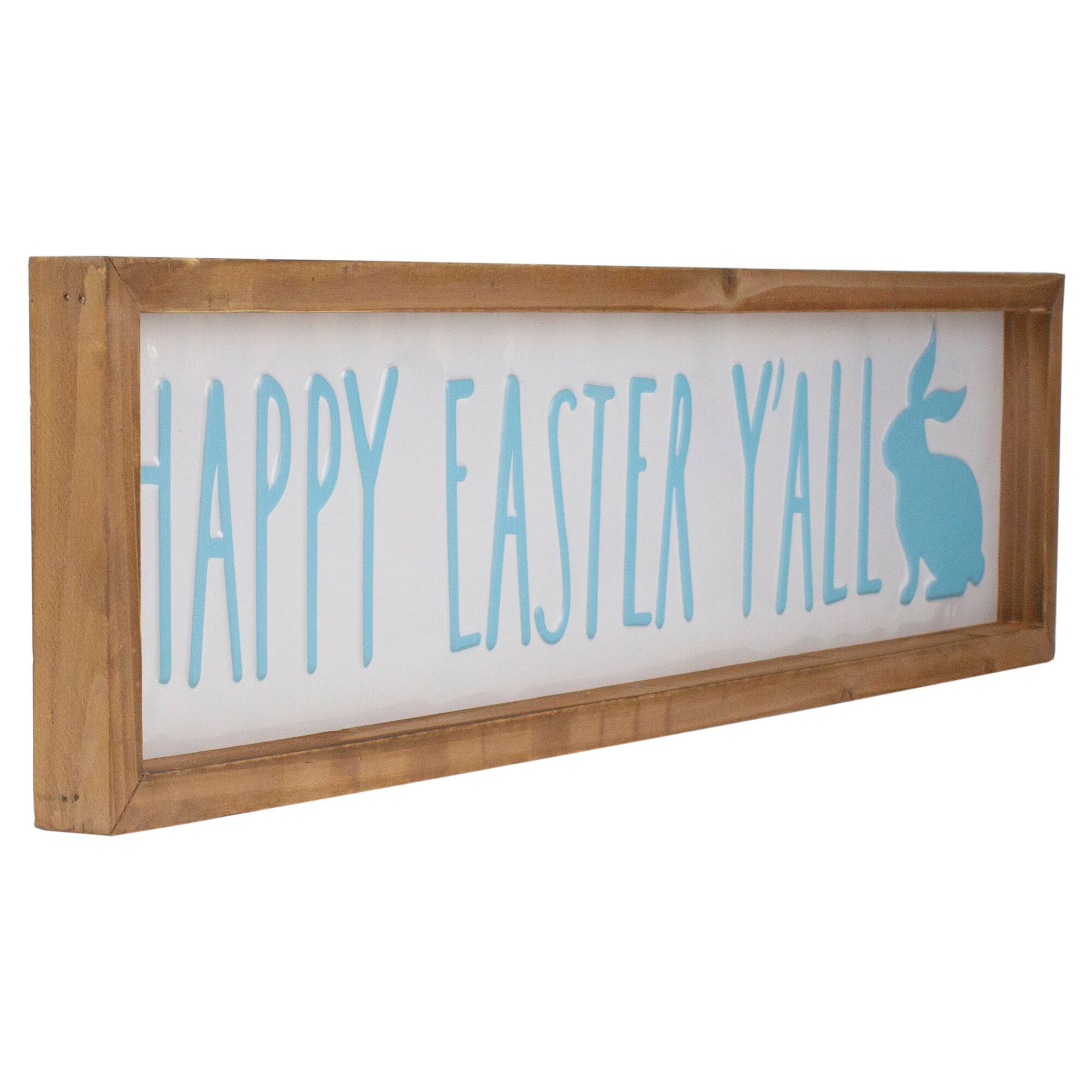 Happy Easter Y'all Spring Wooden Framed Wall Sign