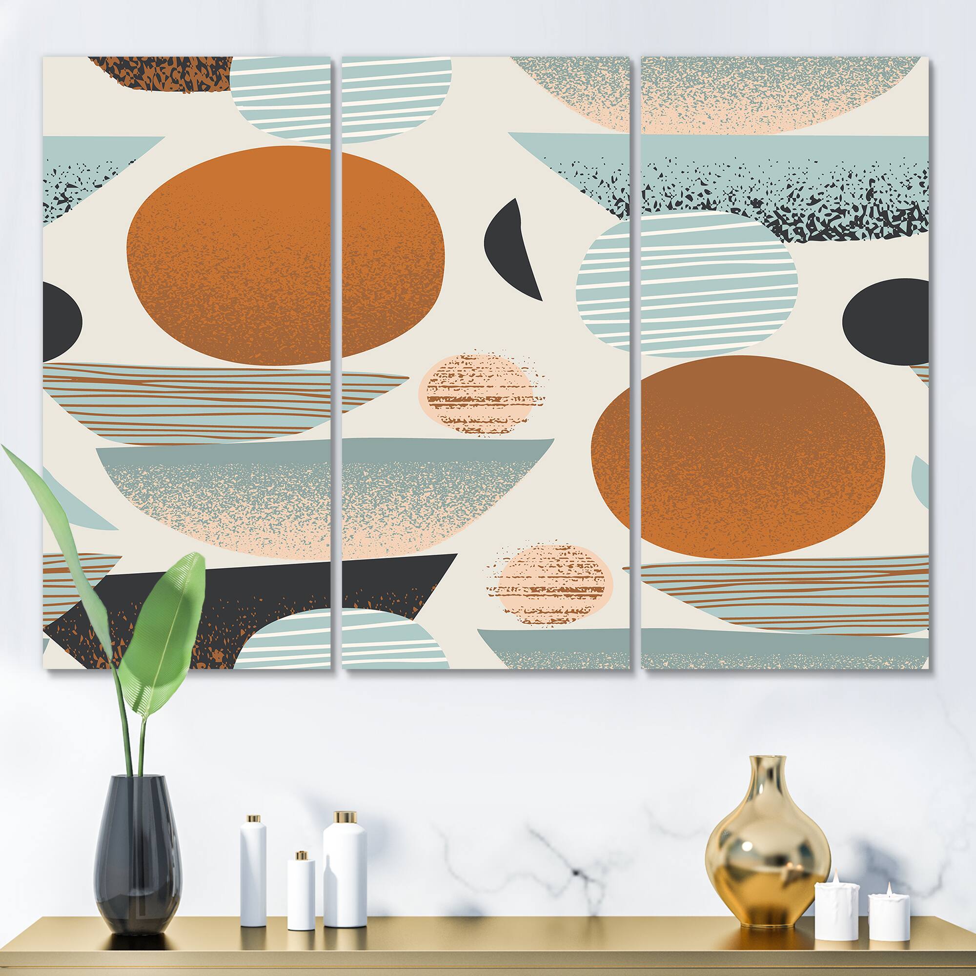 Designart - Retro Shapes With Abstract Suns and Moons I