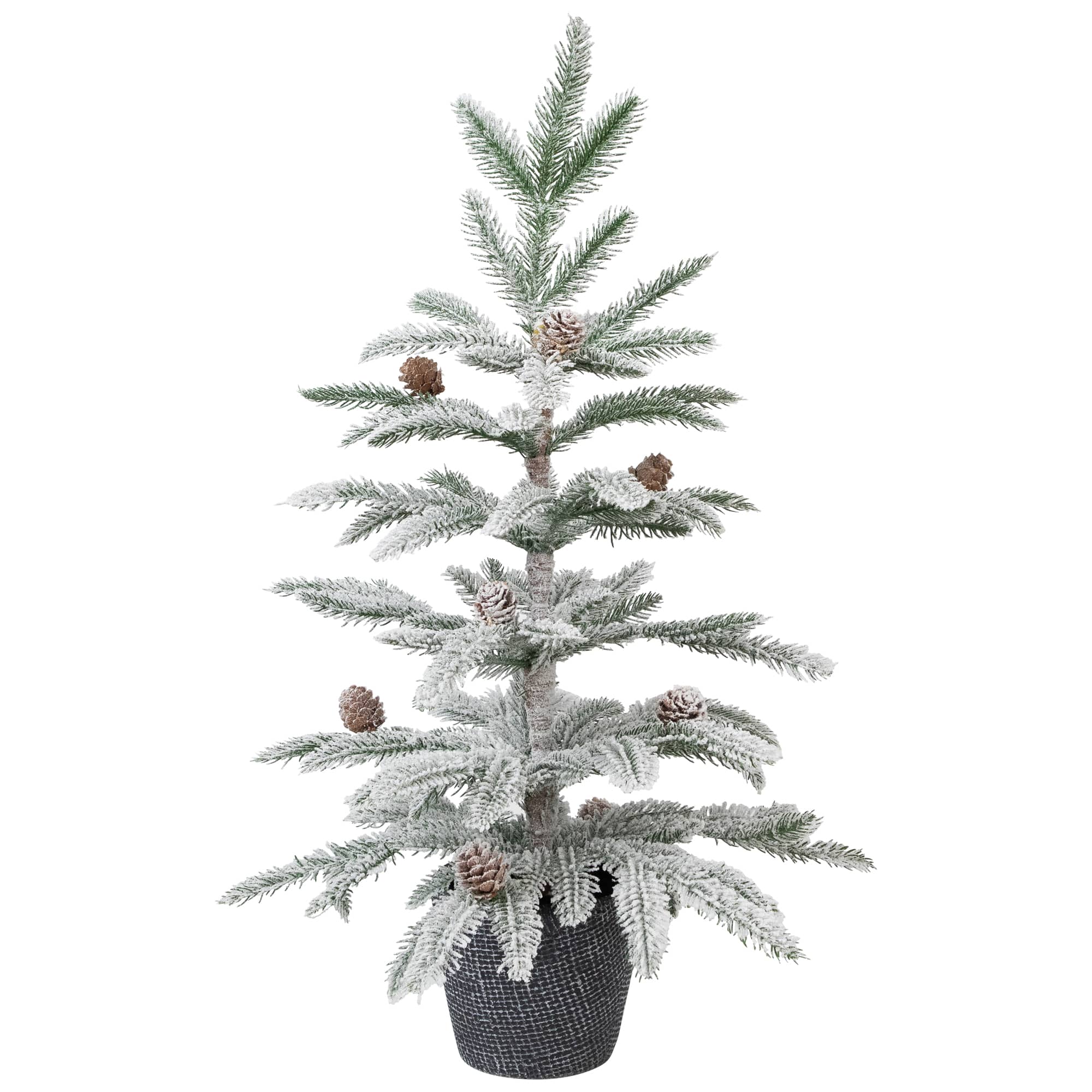 Northlight 24.75" Unlit Flocked Potted Snowy Christmas Tree with Pinecones in Green | Michaels®