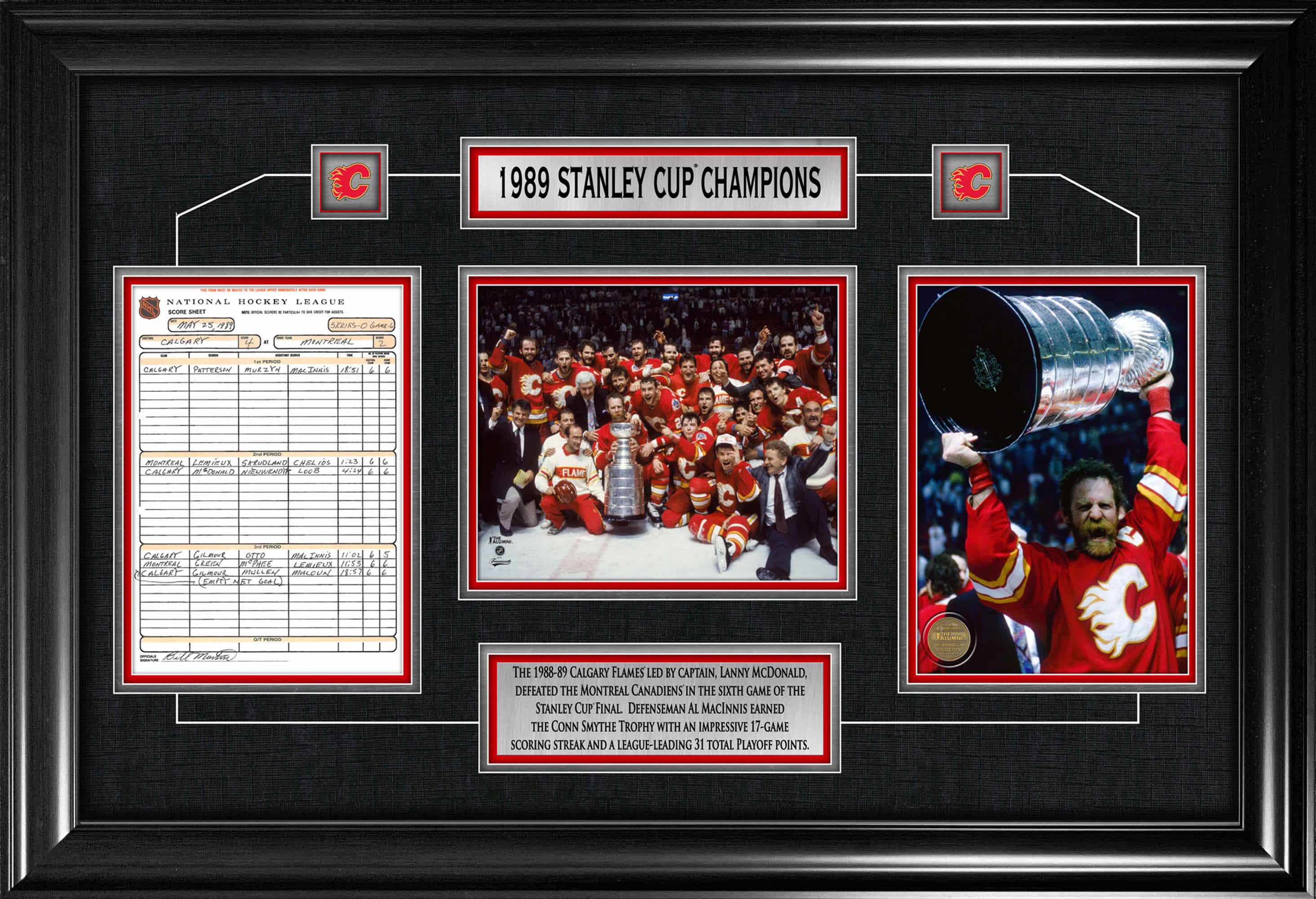 Calgary Flames Framed 1989 Stanley Cup Champions Scoresheet Collage 36.5" x 24.5"