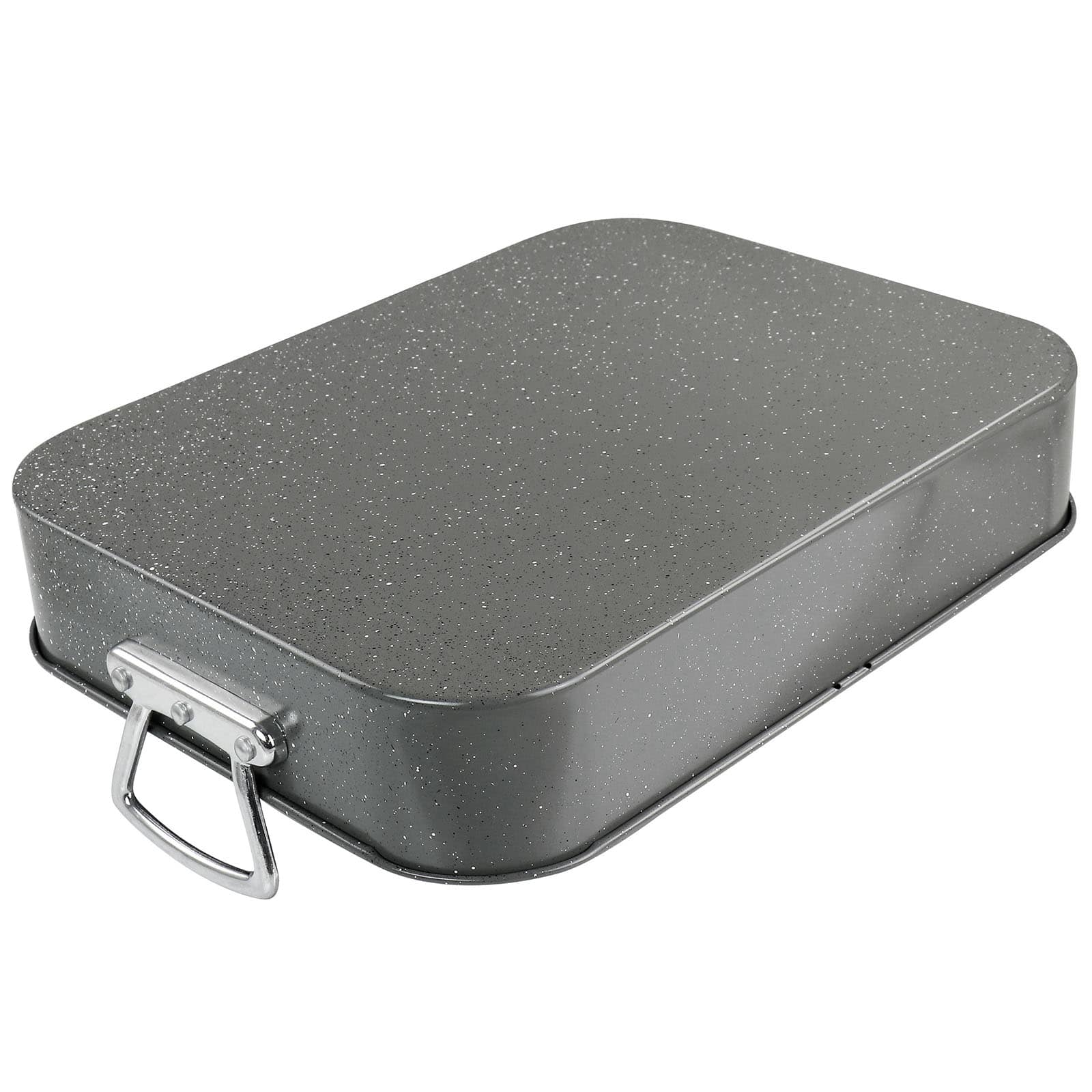 Gibson® Greystone 16.25'' Speckled Gray Carbon Steel Turkey Roaster Set