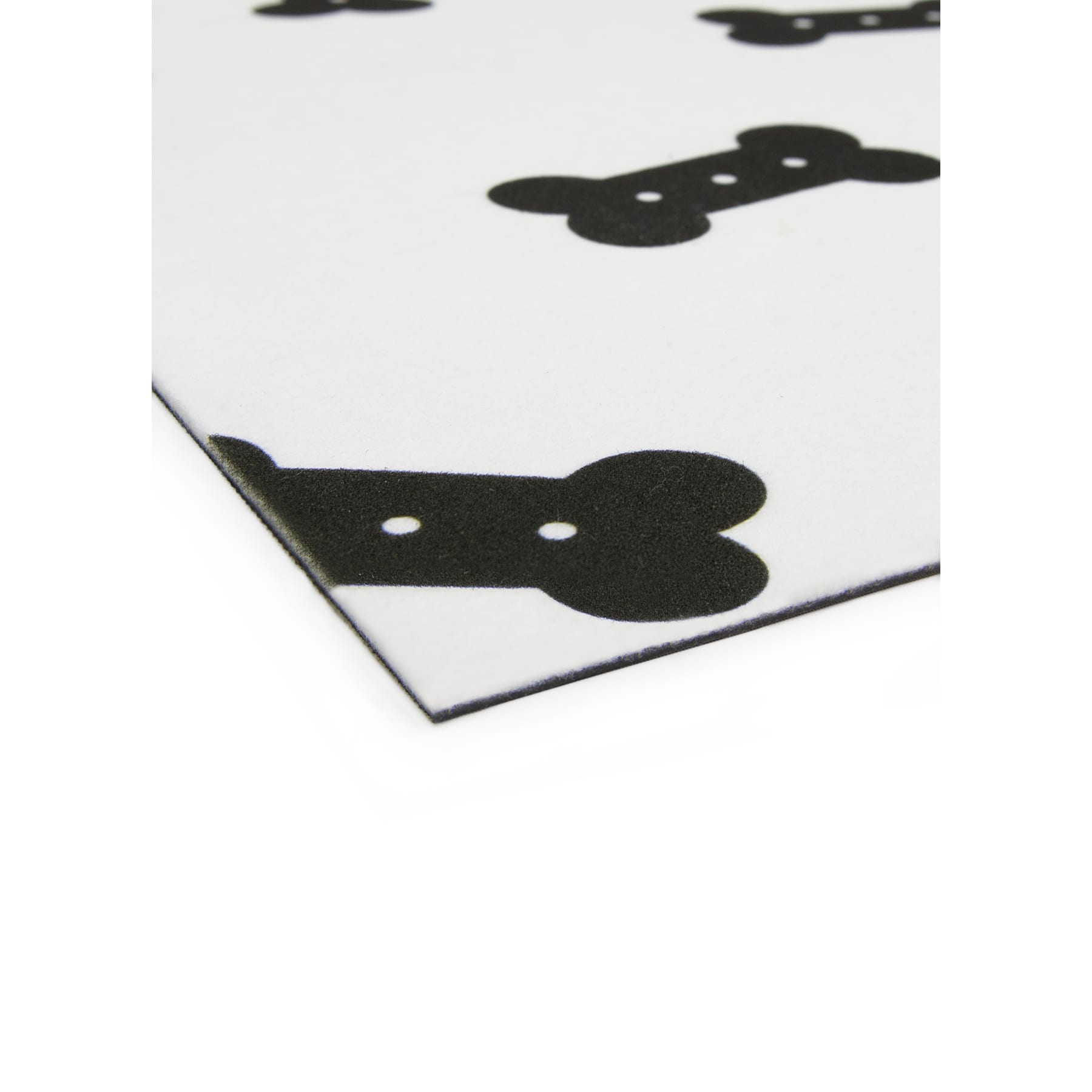 FloorPops Bones Black & White Washable Felt Floor Mat, 18" x 30"