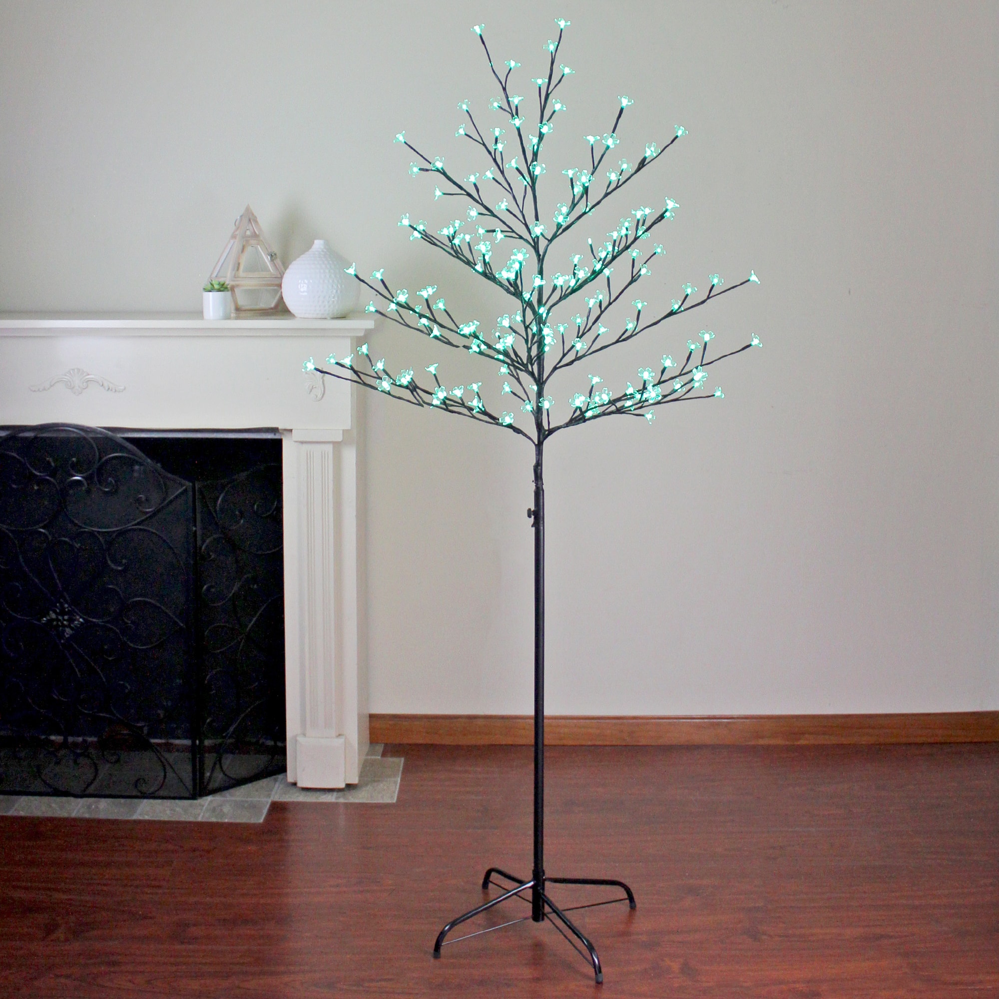 6ft. Green LED Cherry Blossom Flower Artificial Tree