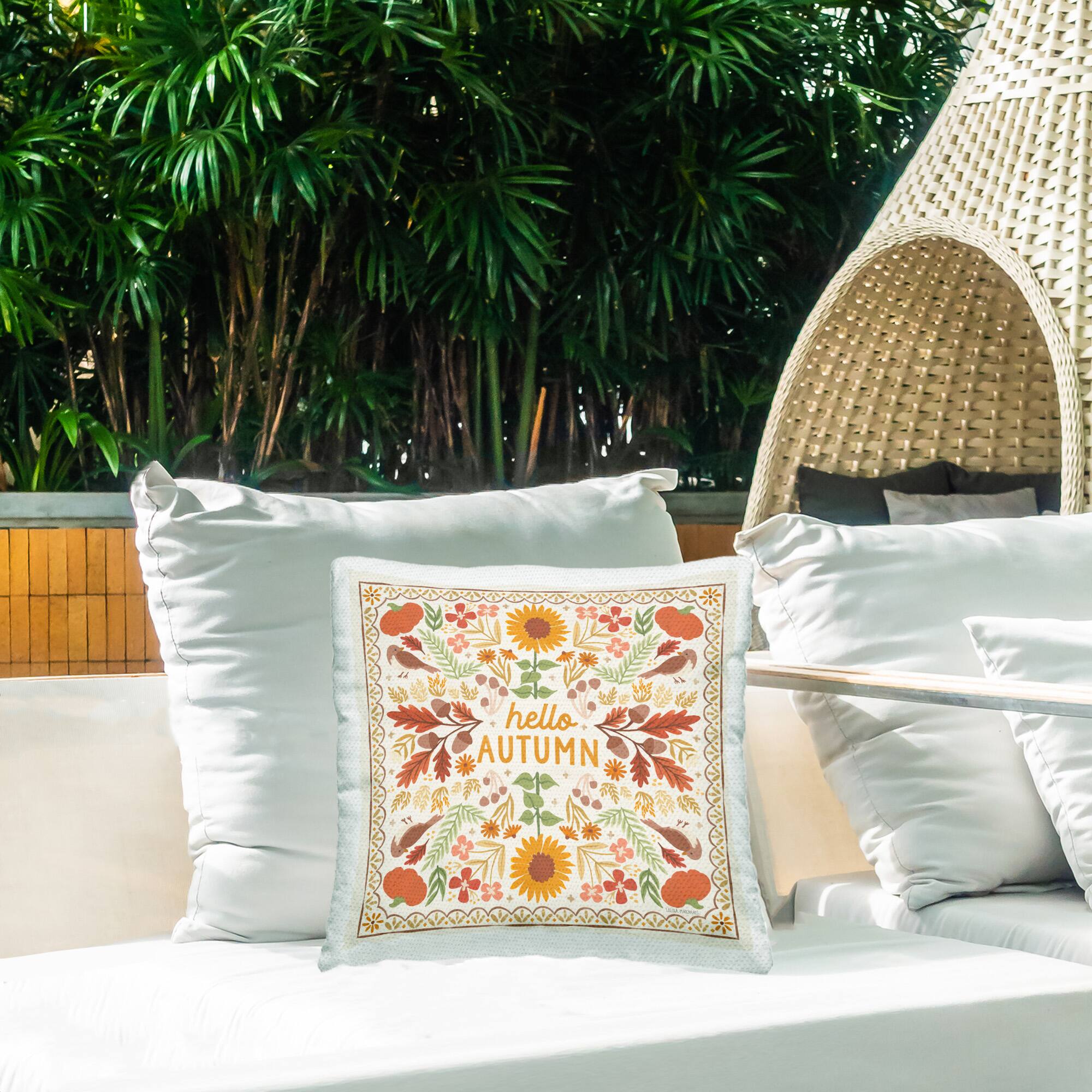 Stupell Industries Hello Autumn Pattern Outdoor Printed Pillow
