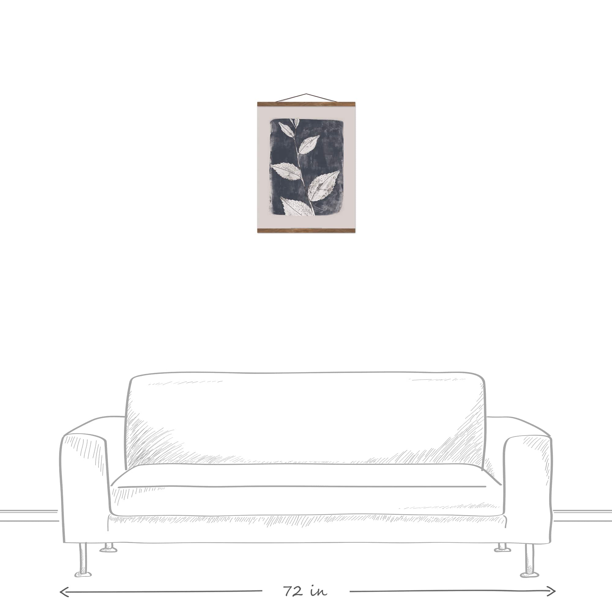Spotted Navy Botanical Teak Hanging Canvas