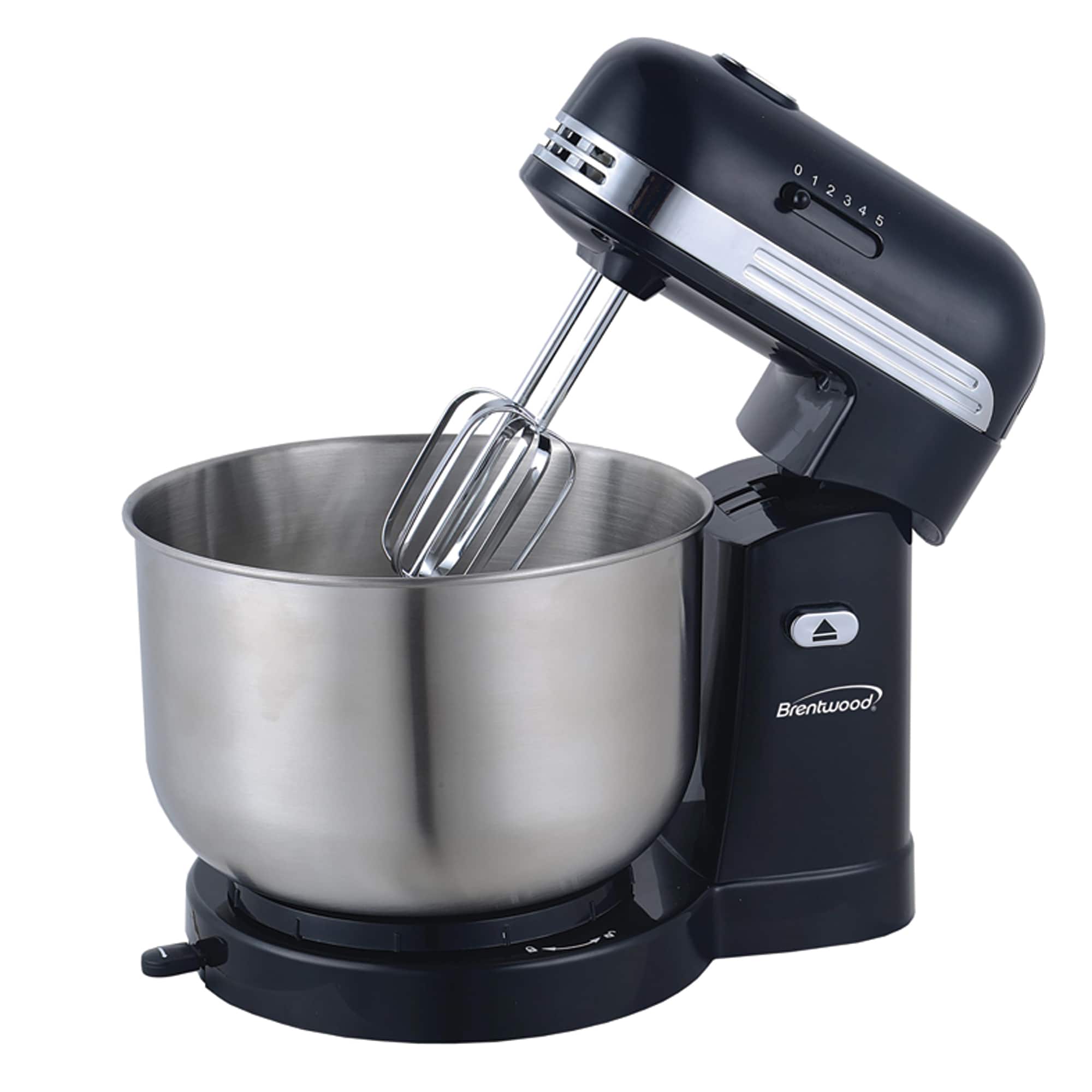 Brentwood 5-Speed Black Stand Mixer with 3qt. Stainless Steel Mixing Bowl