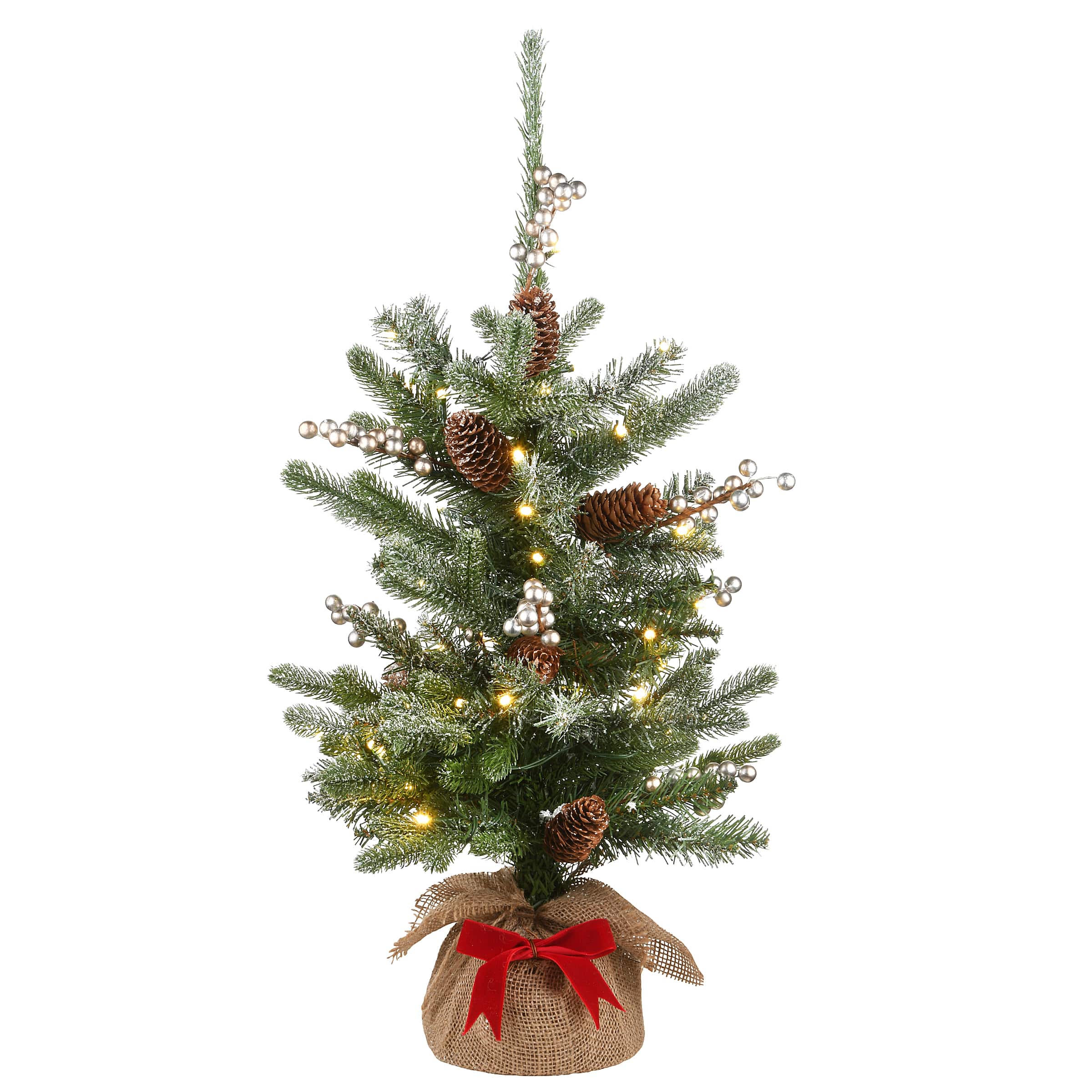 2ft. Pre-Lit Snowy Morgan Spruce Artificial Christmas Tree, Warm White LED Lights