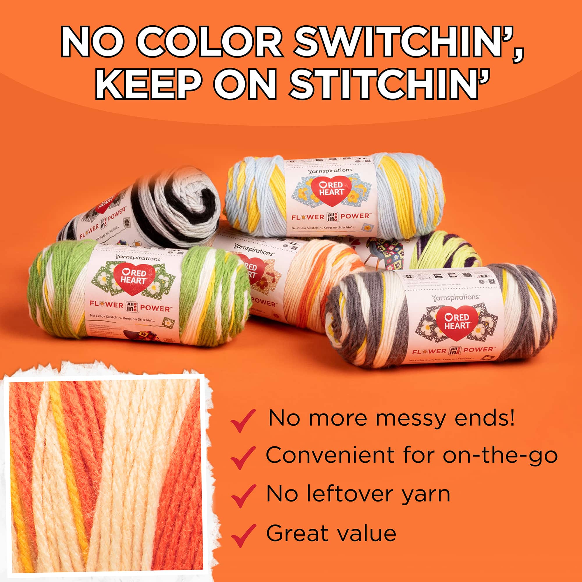 3 Pack Red Heart® All In One Flower Power™ Yarn