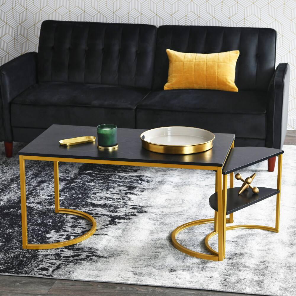 Household Essentials 39" Half Moon Rectangular Coffee Table