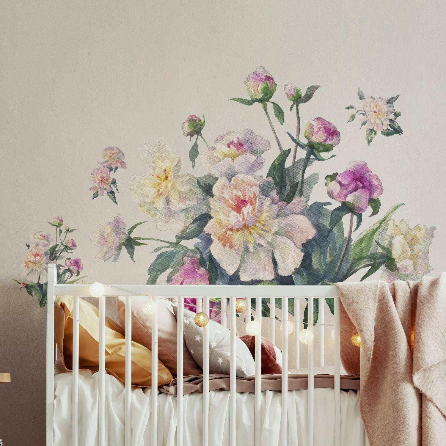 RoomMates White & Pink Floral Bouquet Peel & Stick Giant Wall Decals