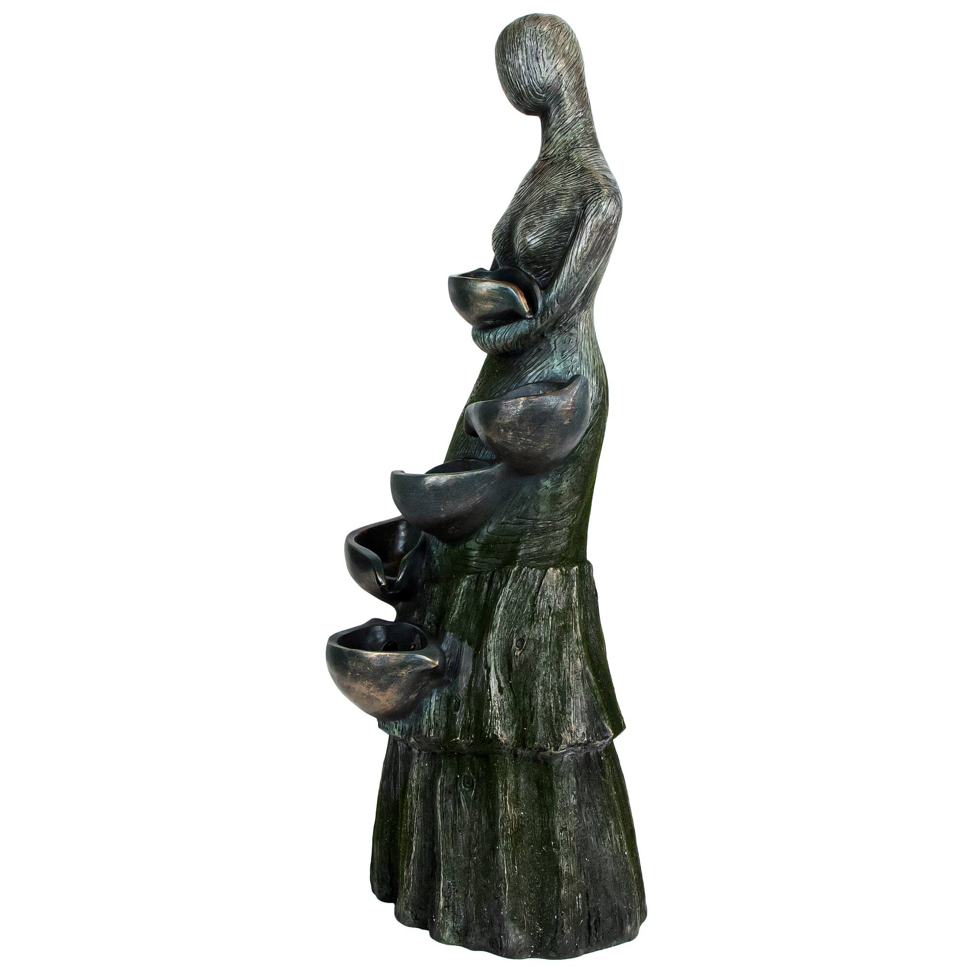 39" LED Modern Woman Tiered Outdoor Garden Water Fountain