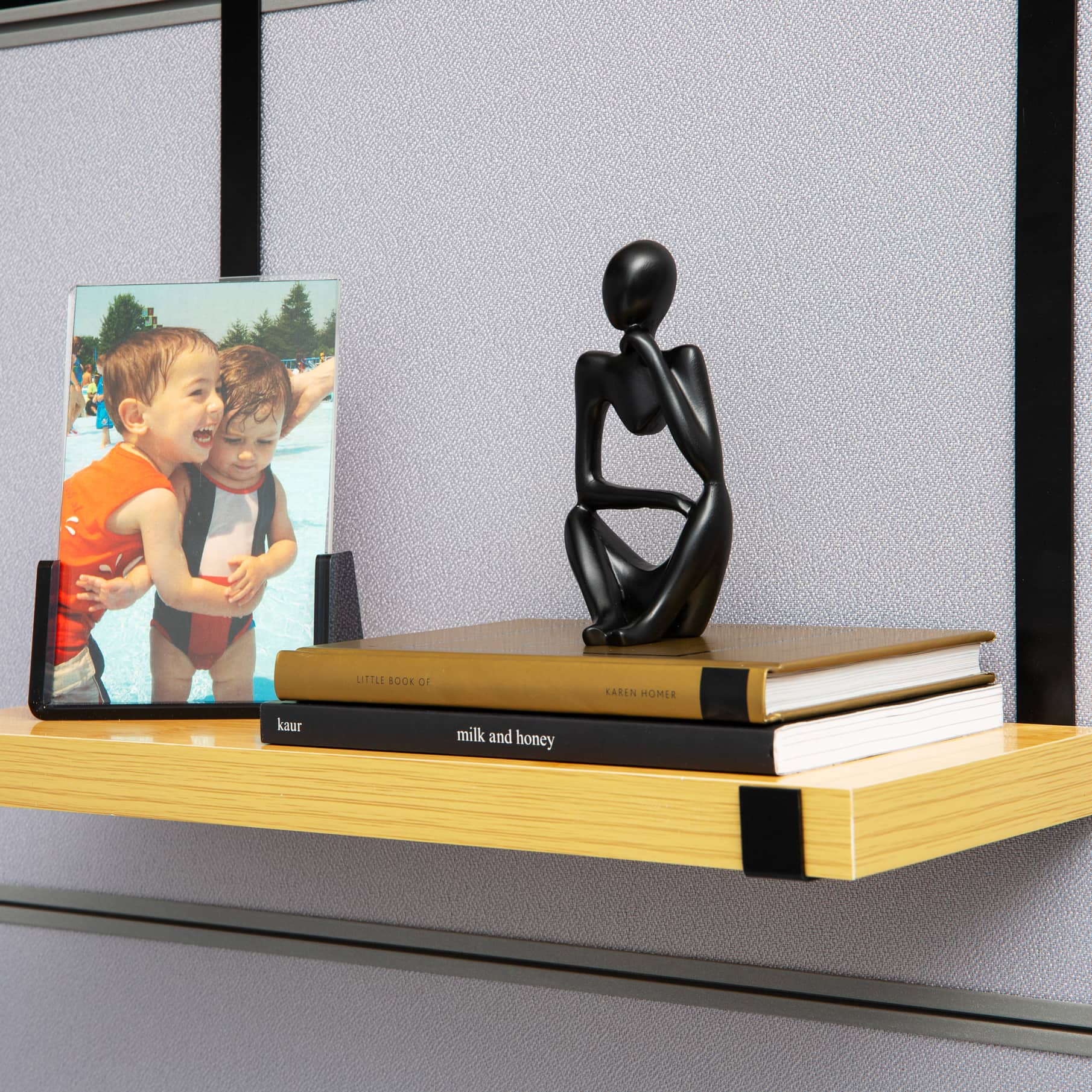 Mind Reader Hanging Cubicle Shelf Organizer, Cubicle Shelf for Office Supplies, Plants, and Decor, Easy to Install, MDF and Metal, Brown