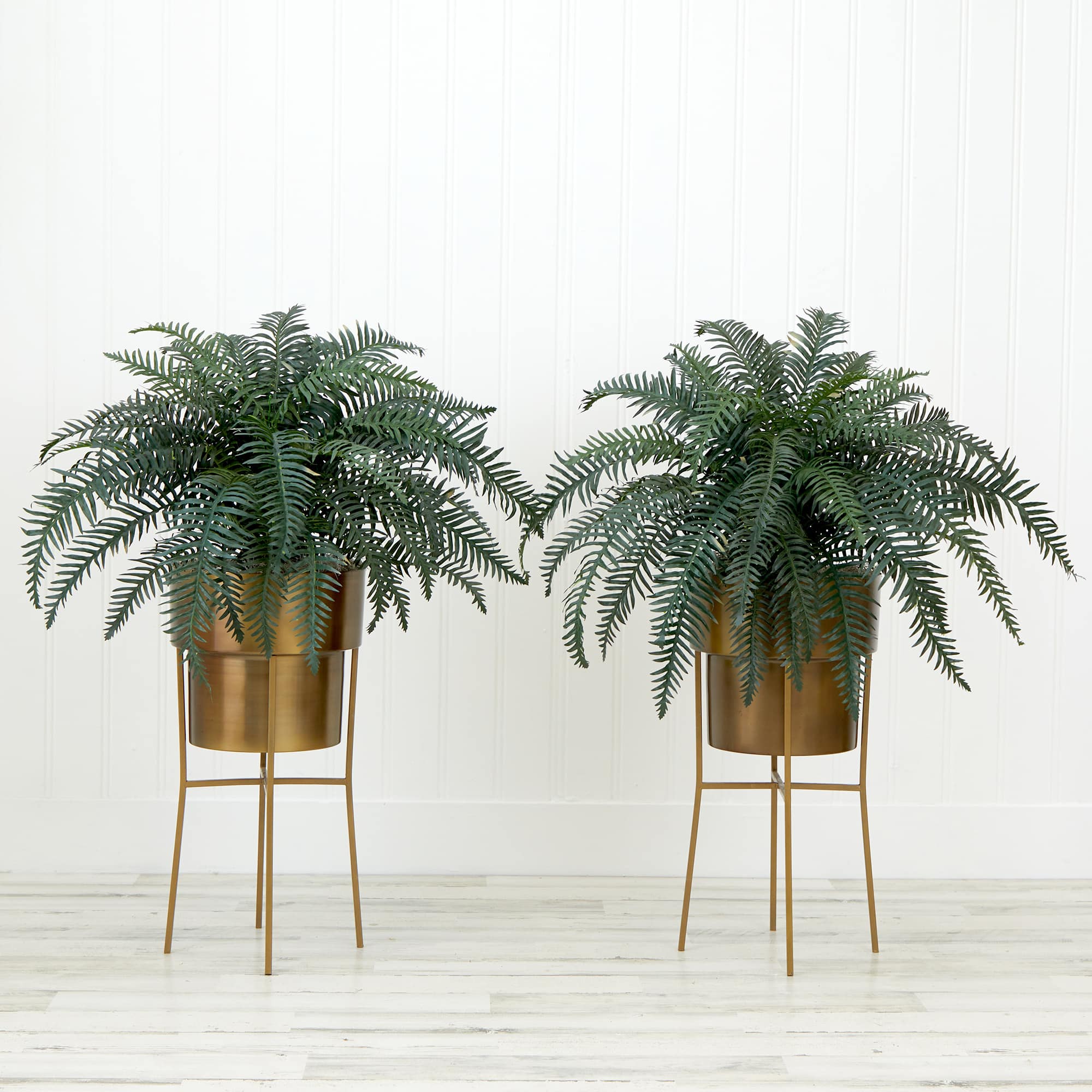 34" Artificial River Fern Plant in Metal Planter with Stand