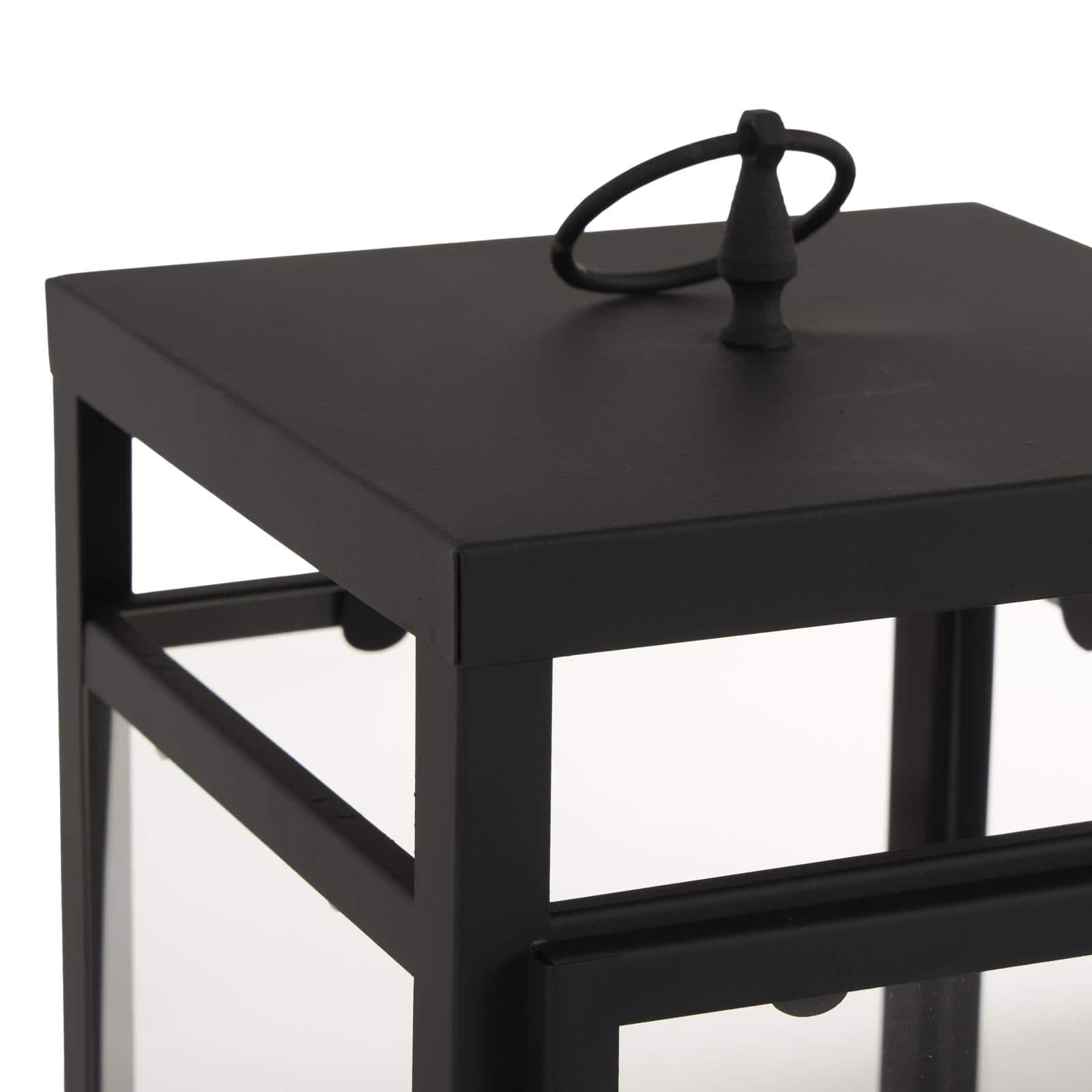 Black Minimalist Candle Lantern with Ring Handles Set