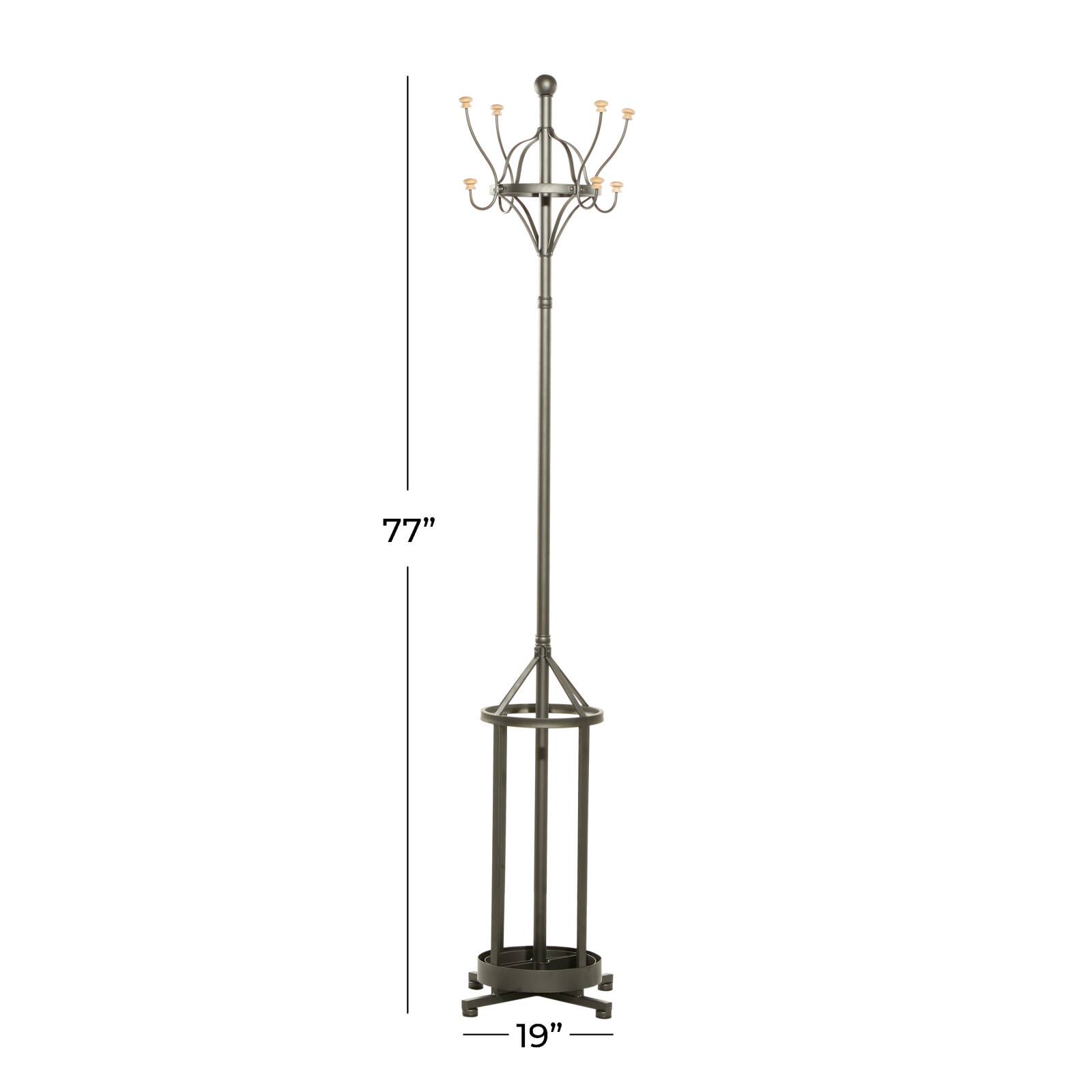 Black Metal Industrial Coat Rack, 19" x 77"