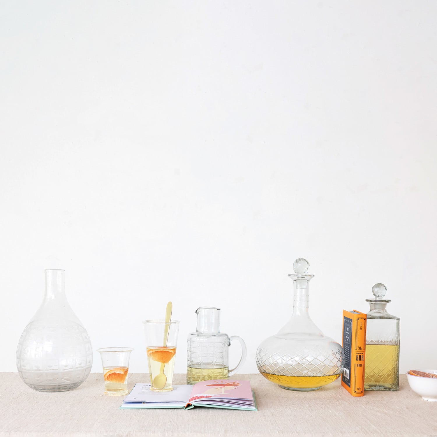 Hello Honey® 3.5qt. Clear Hand-Blown Etched Round Reclaimed Glass Pitcher
