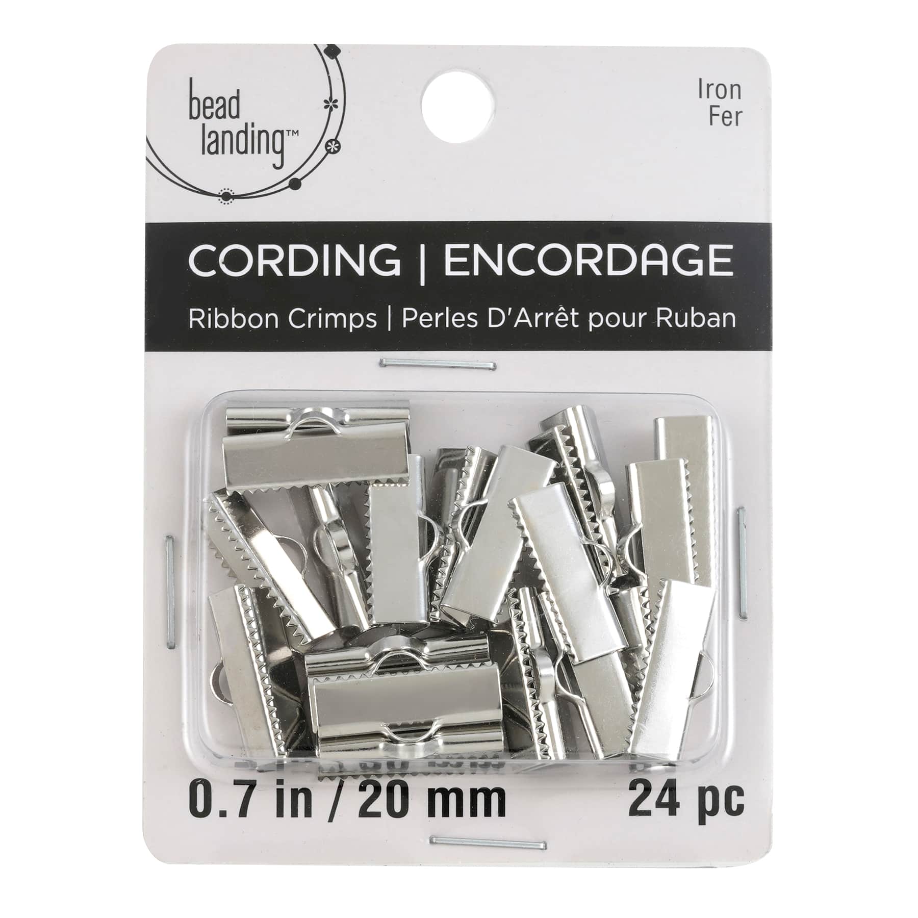12 Packs: 24 ct. (288 total) 20mm Rhodium Ribbon Crimps by Bead Landing™
