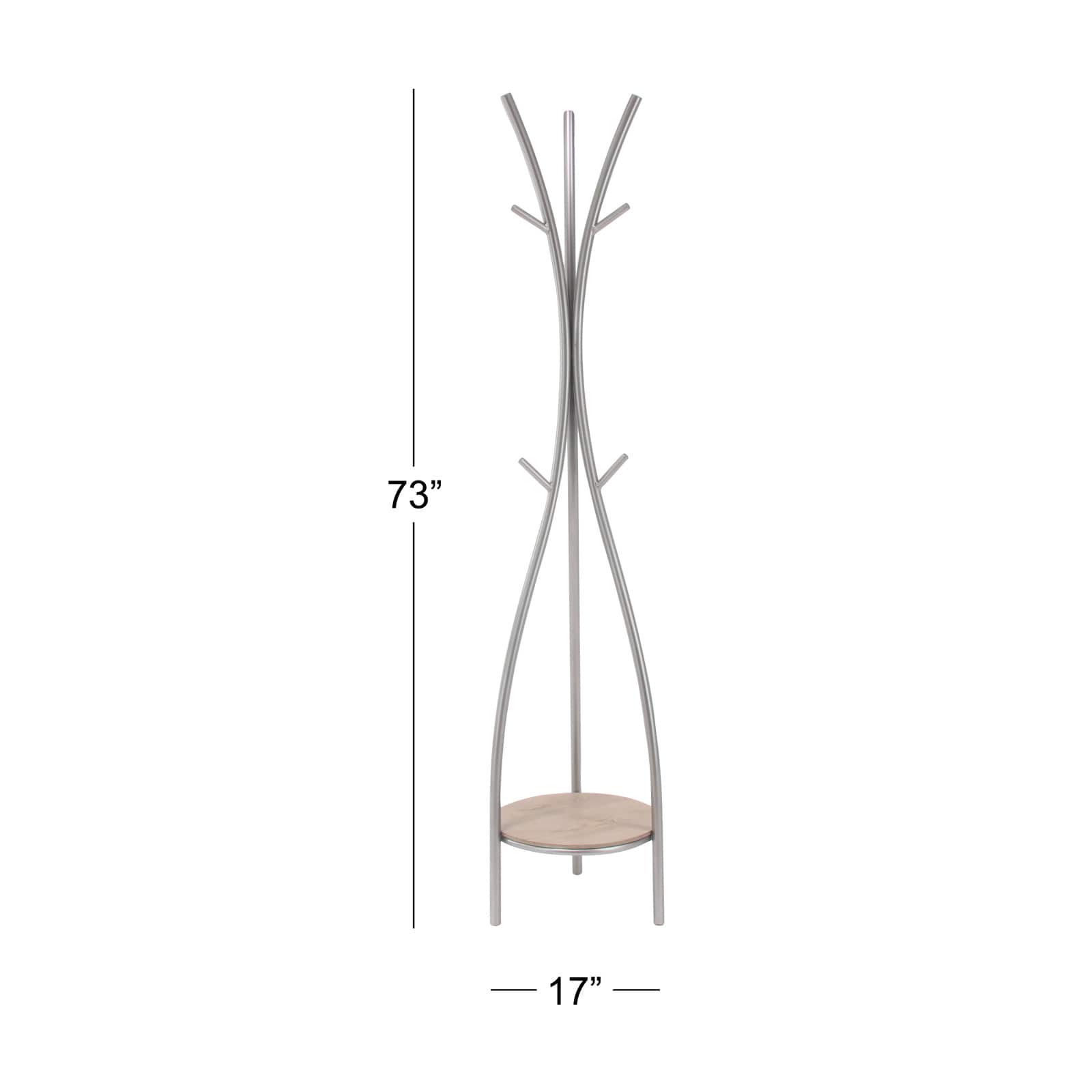 Silver Metal Modern Coat Rack, 73" x  17" x  17"