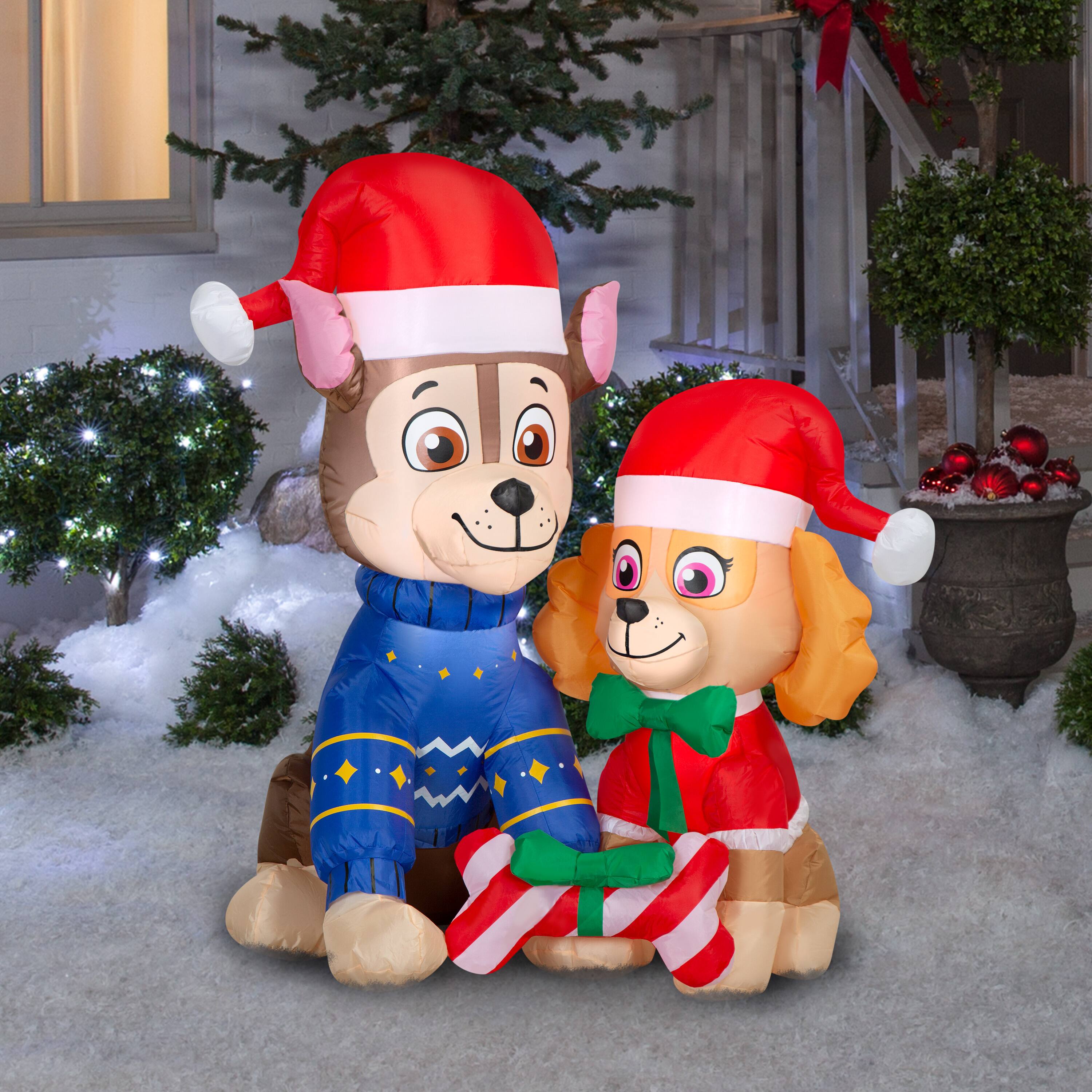 4ft. Airblown® Inflatable Paramount PAW Patrol™ Chase & Skye with Present Bone Christmas Light Scene