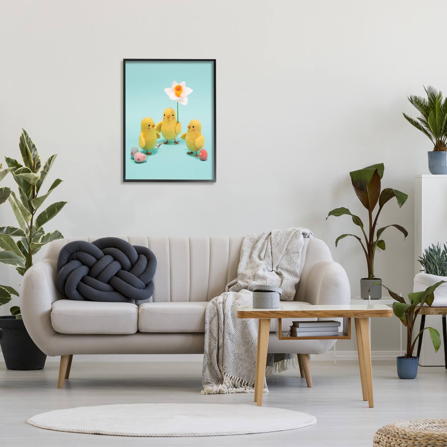 Stupell Industries Spring Chicks Floral Easter Eggs Framed Giclee Art