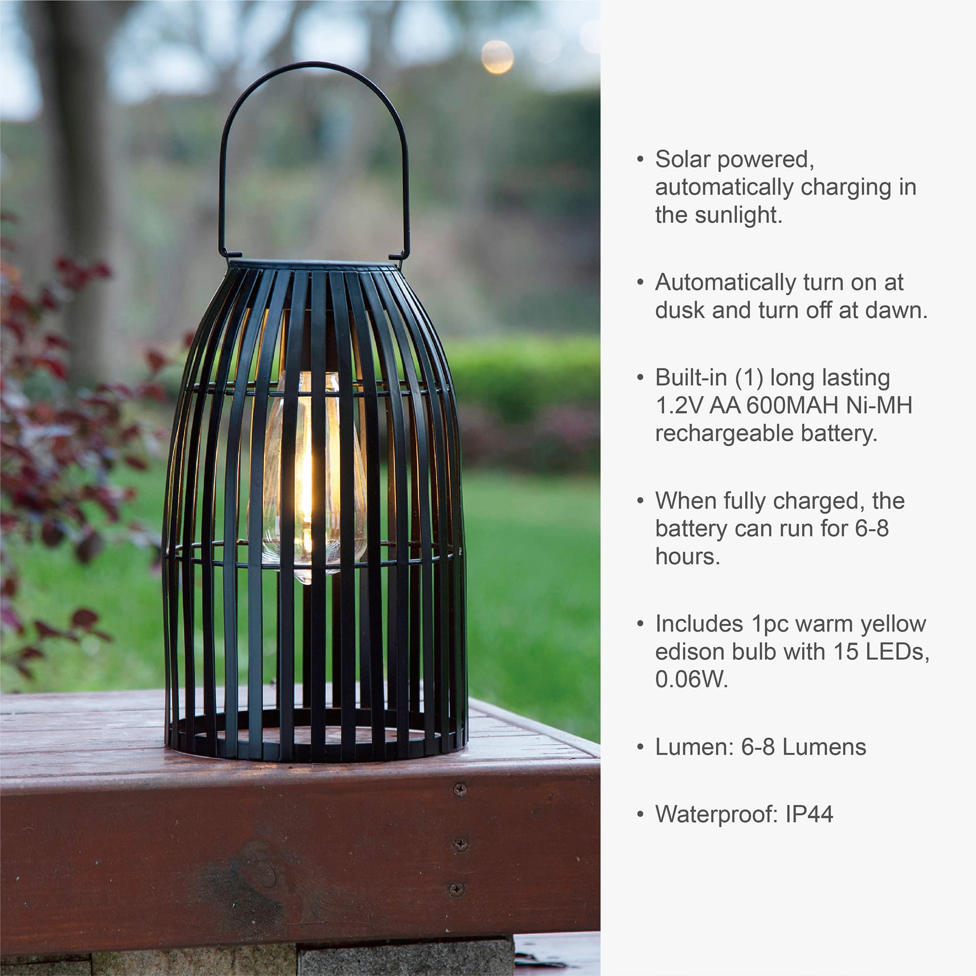 Glitzhome® 10" Woven Solar Powered Outdoor Hanging Lantern