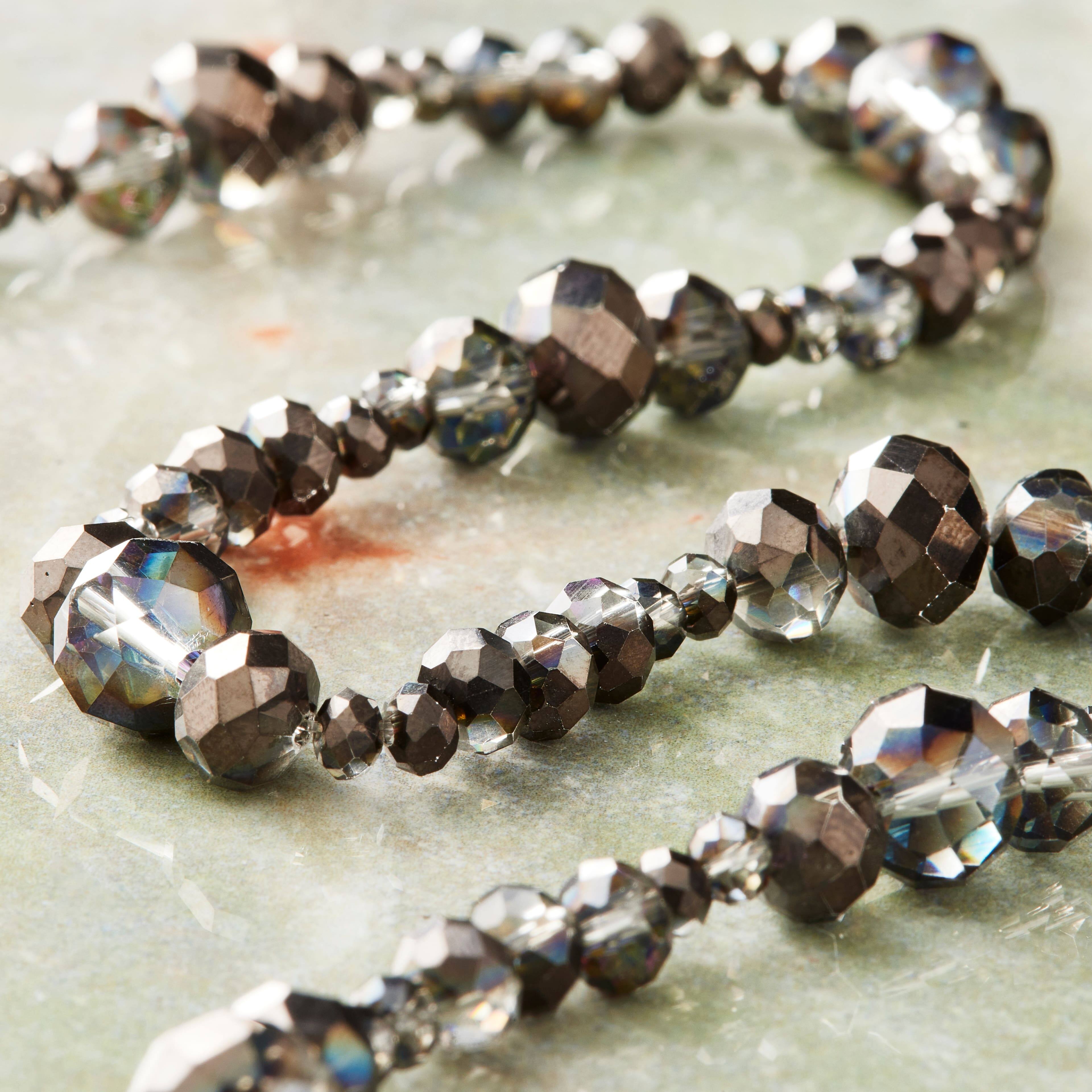12 Packs: 4 ct. (48 total) Gray Faceted Glass Rondelle Beads by Bead Landing™