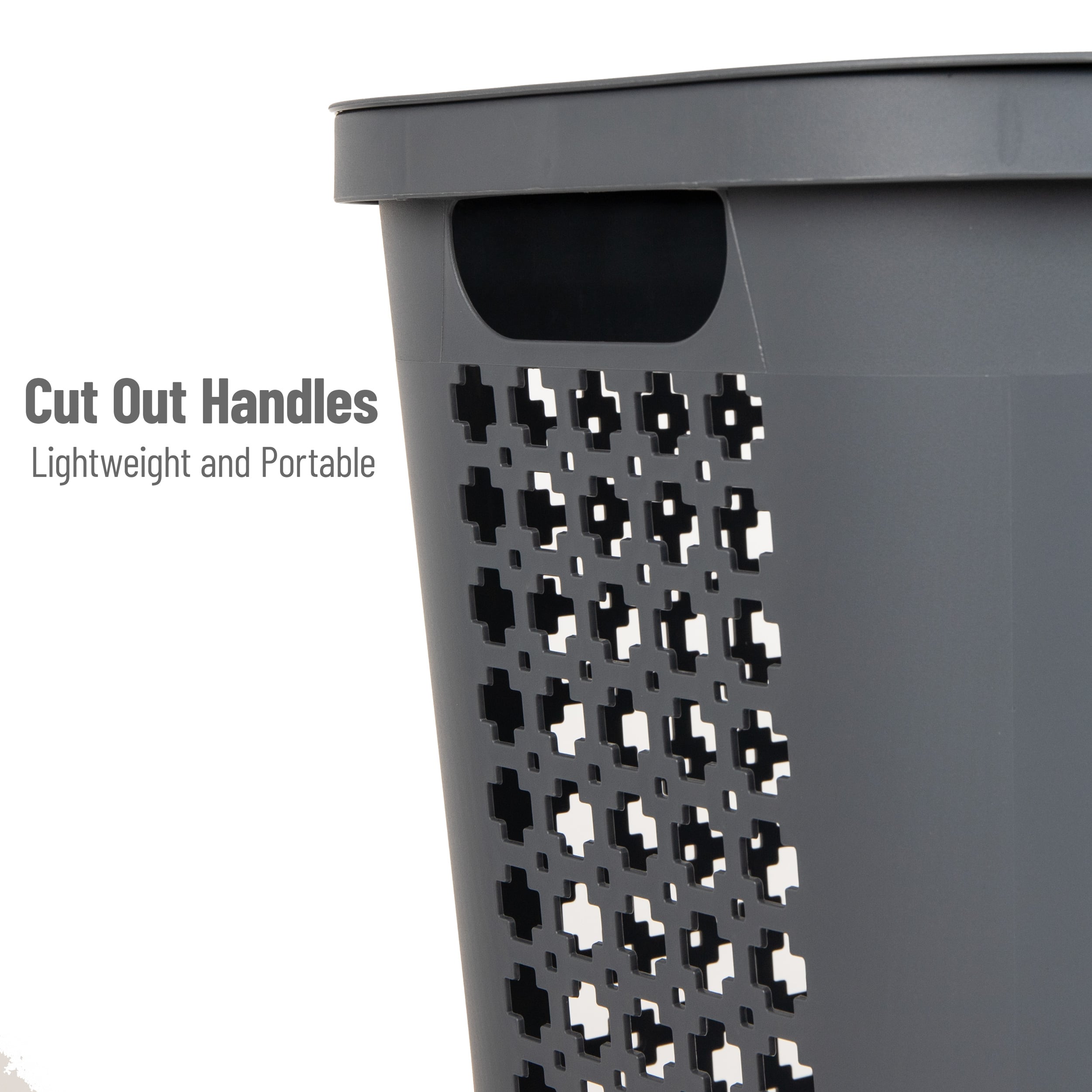 Mind Reader 50L Tapered Laundry Hamper with Swiss Cross Cut-Outs