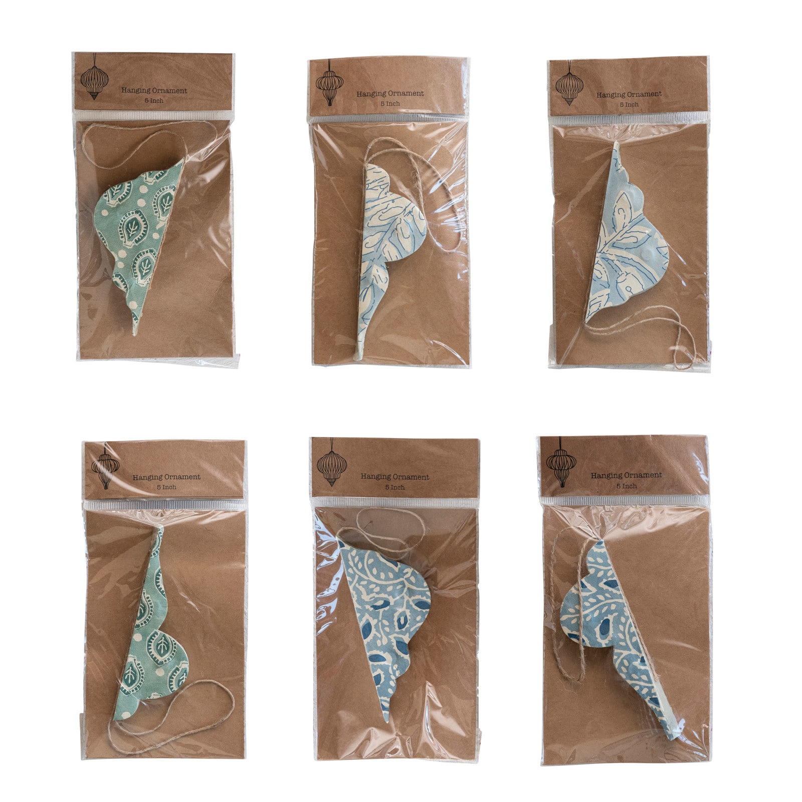 Hello Honey® 6 Pack 5" Blue & Ivory Honeycomb Finial Recycled Paper Ornaments