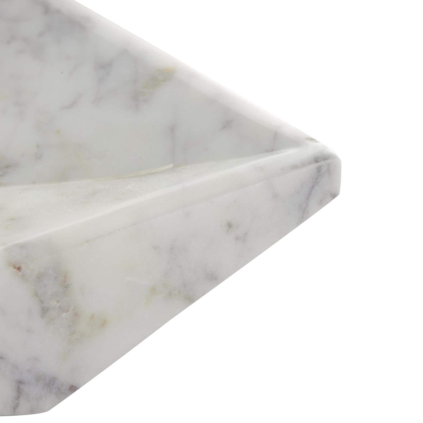 White Marble Geometric Square Tray