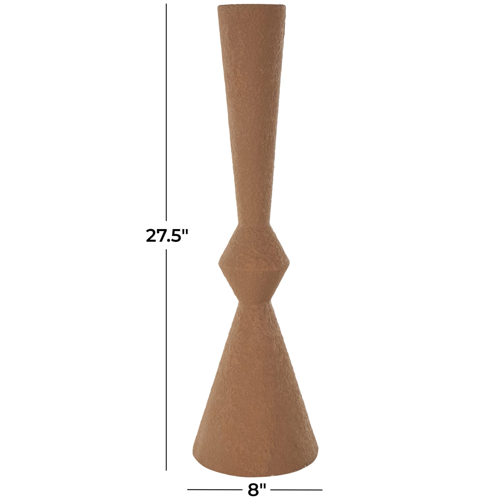 27.5" Brown Metal Art Deco Fluted Decorative Vase