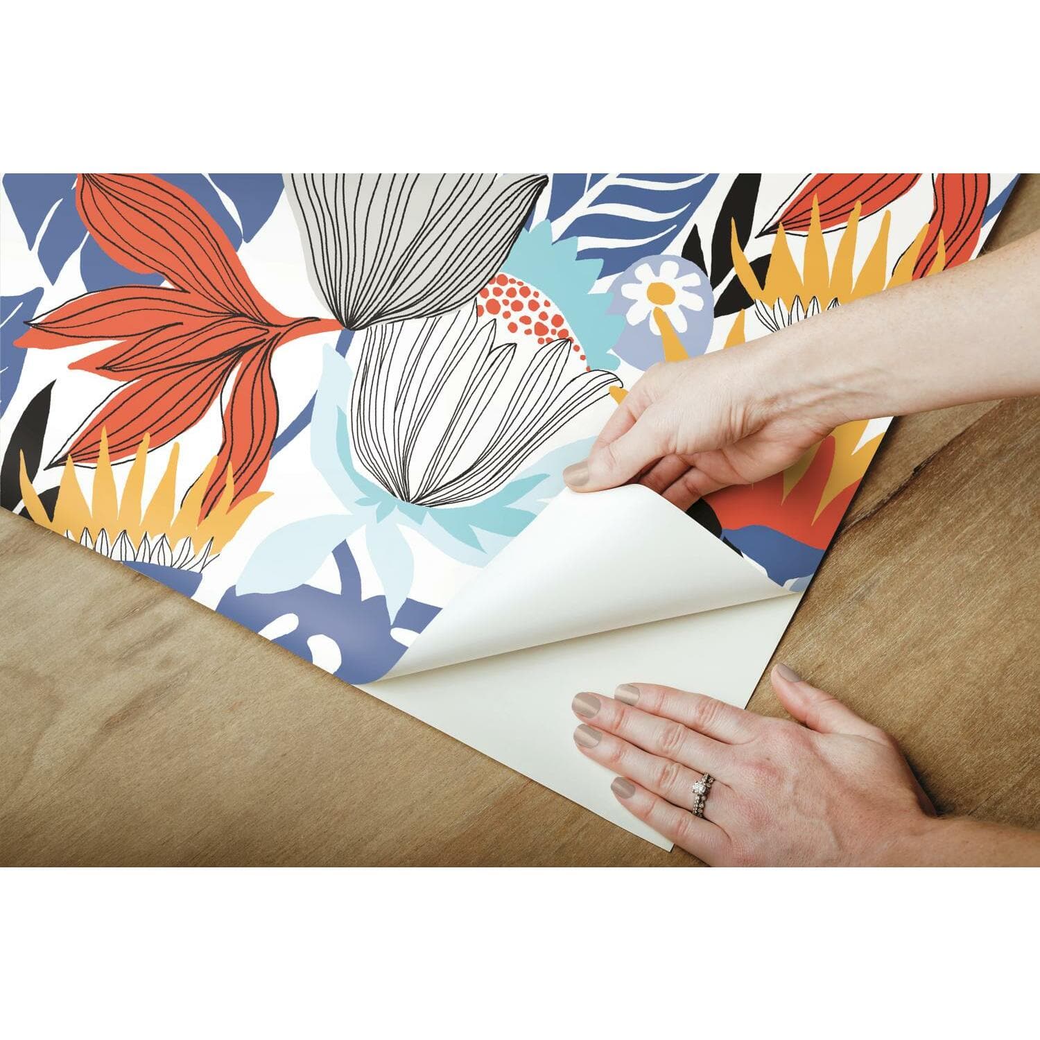 RoomMates Retro Tropical Leaves Peel & Stick Wallpaper