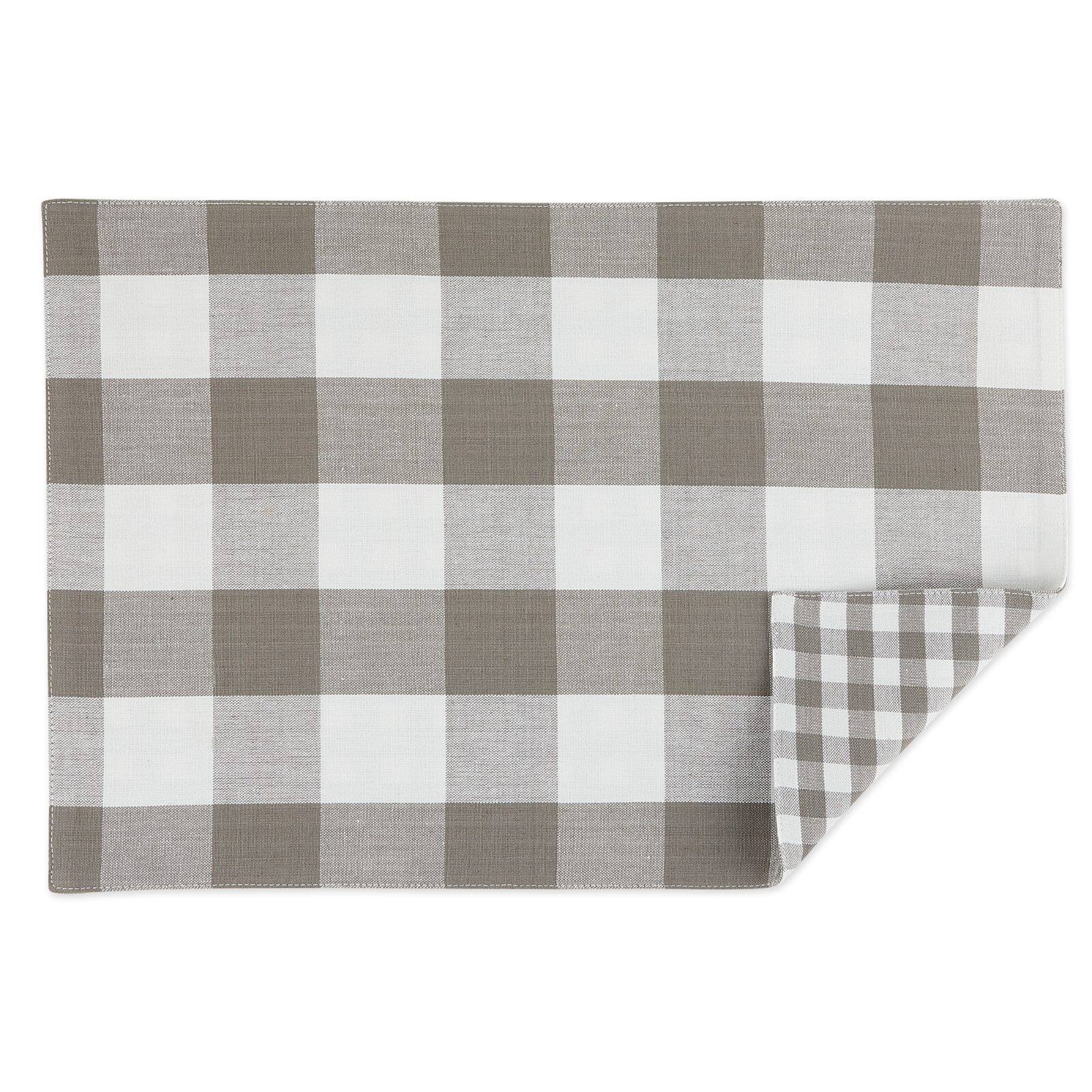 DII® Gray & White Reversible Gingham & Buffalo Check Placemat Set, 4ct.