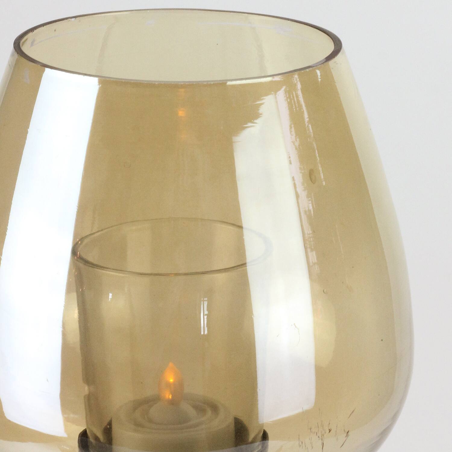 15" Decorative Medium Golden Luster Brown Stemmed Votive Candle Holder
