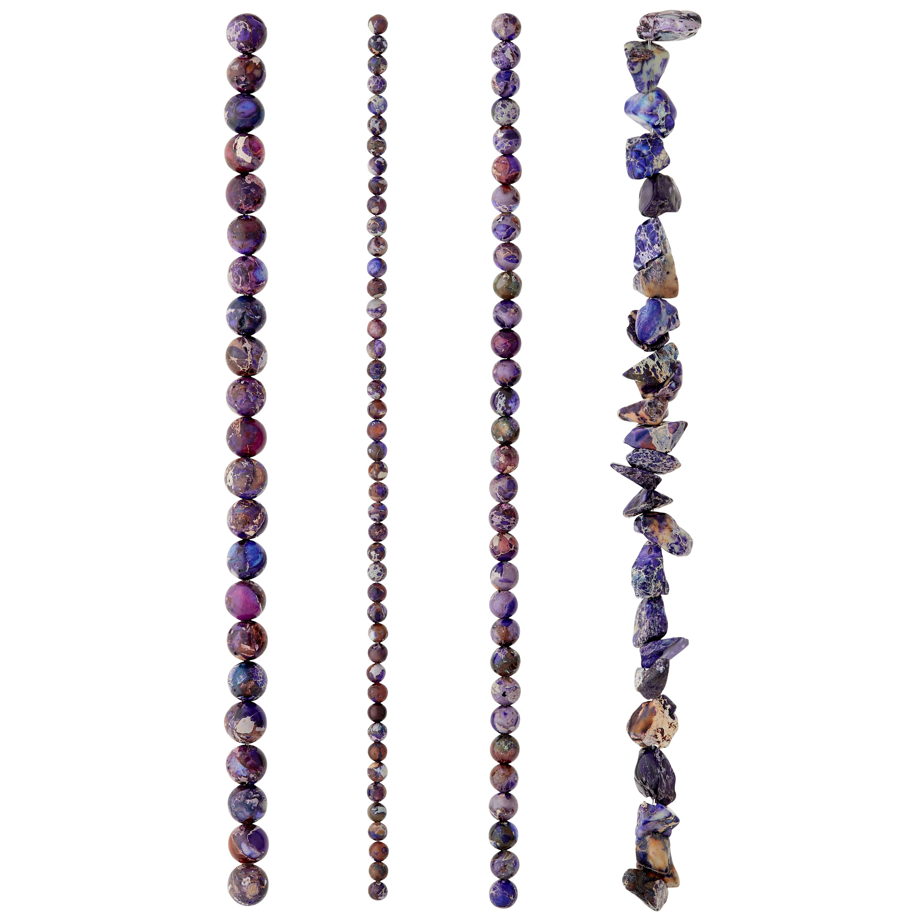 6 Pack: Dark Purple Jasper Semi-Precious Beads Value Pack by Bead Landing™