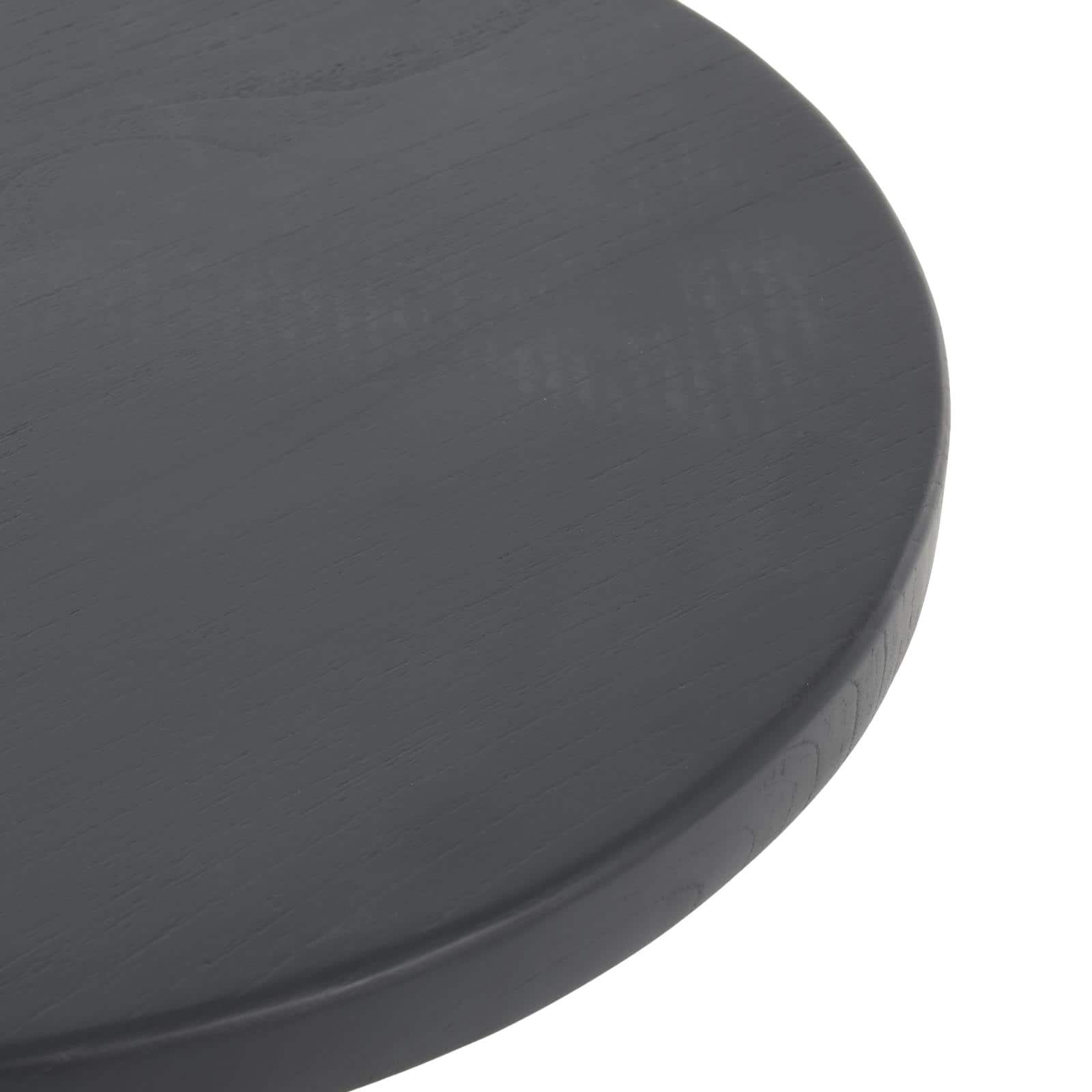 22.5" Black & Gray Wood Accent Table with Marble Pyramid Base