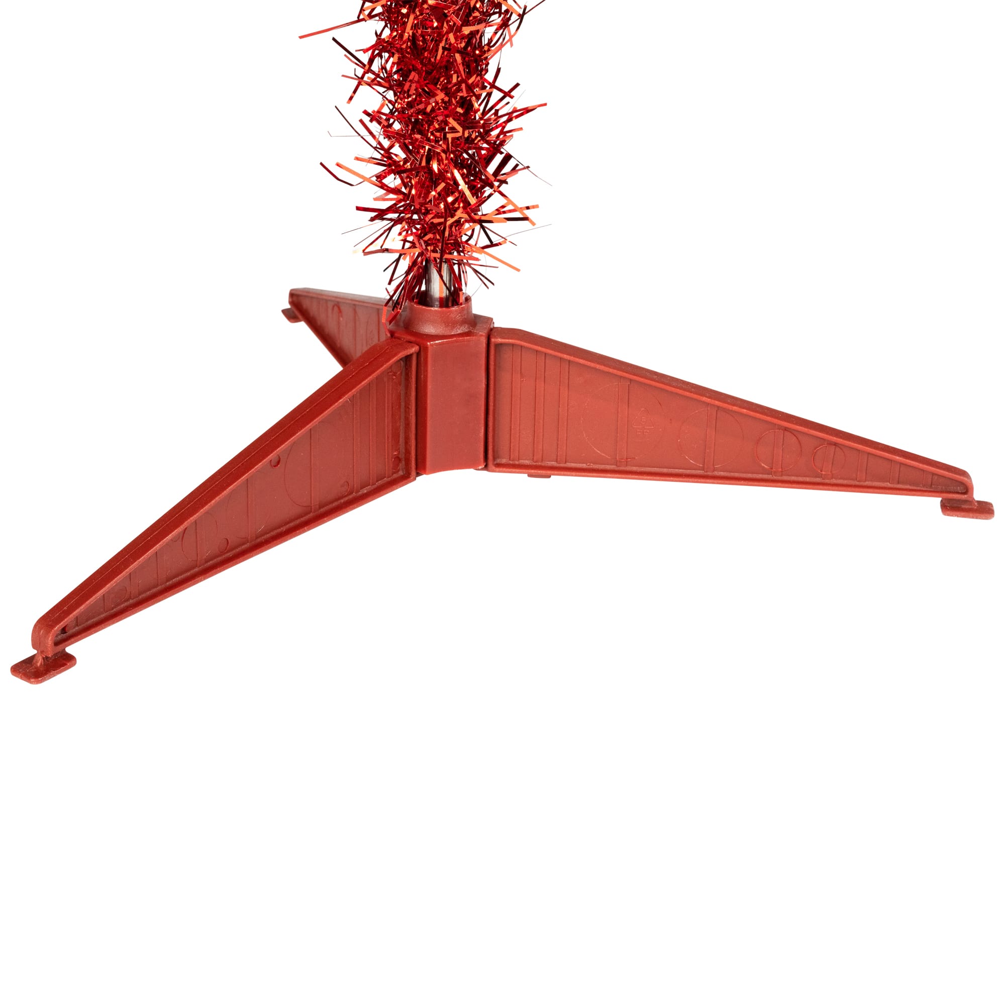 3ft. Pre-Lit Red Tinsel Artificial Christmas Tree, Clear Lights
