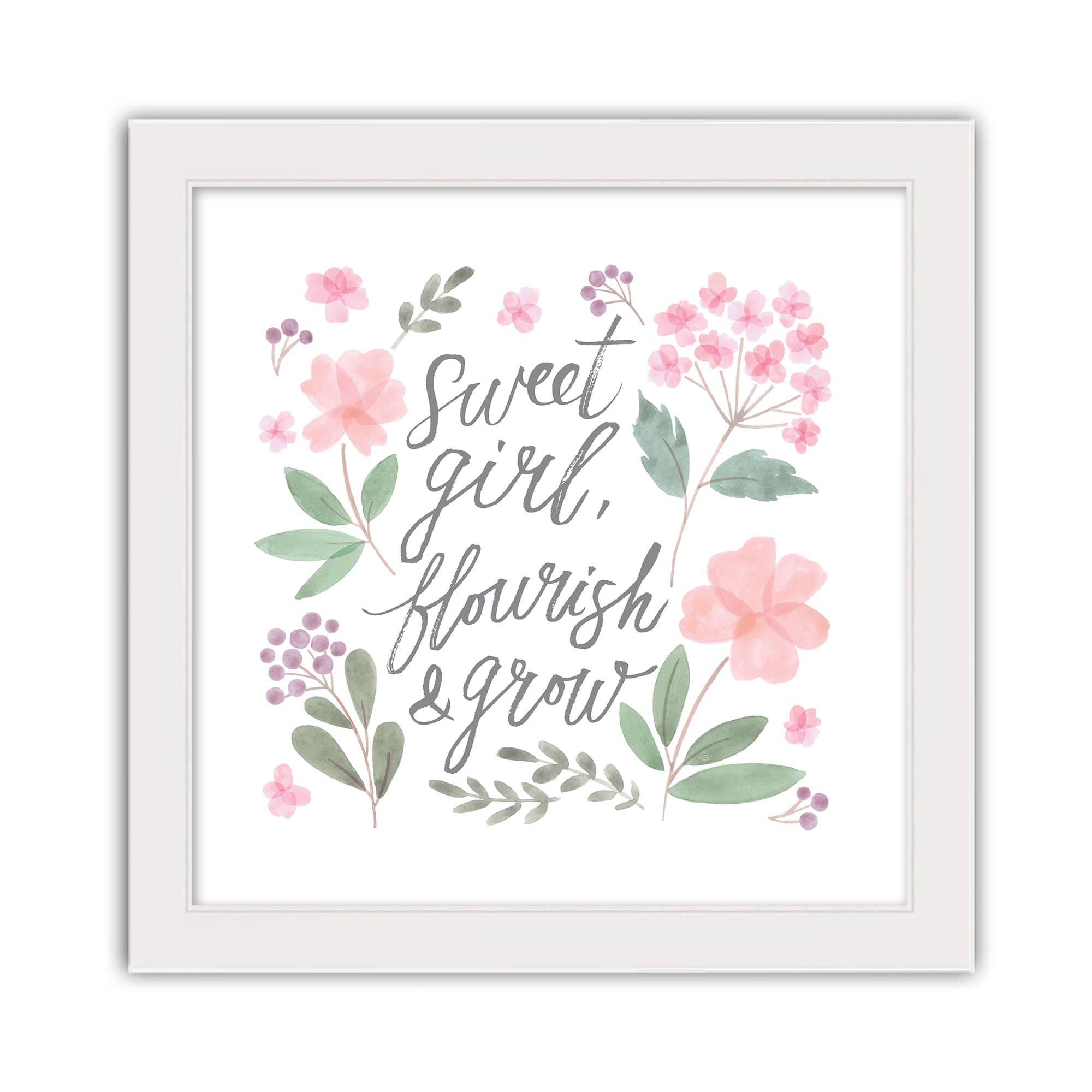 Flourish and Grow 16" x 16" White Framed Print Under Plexiglass