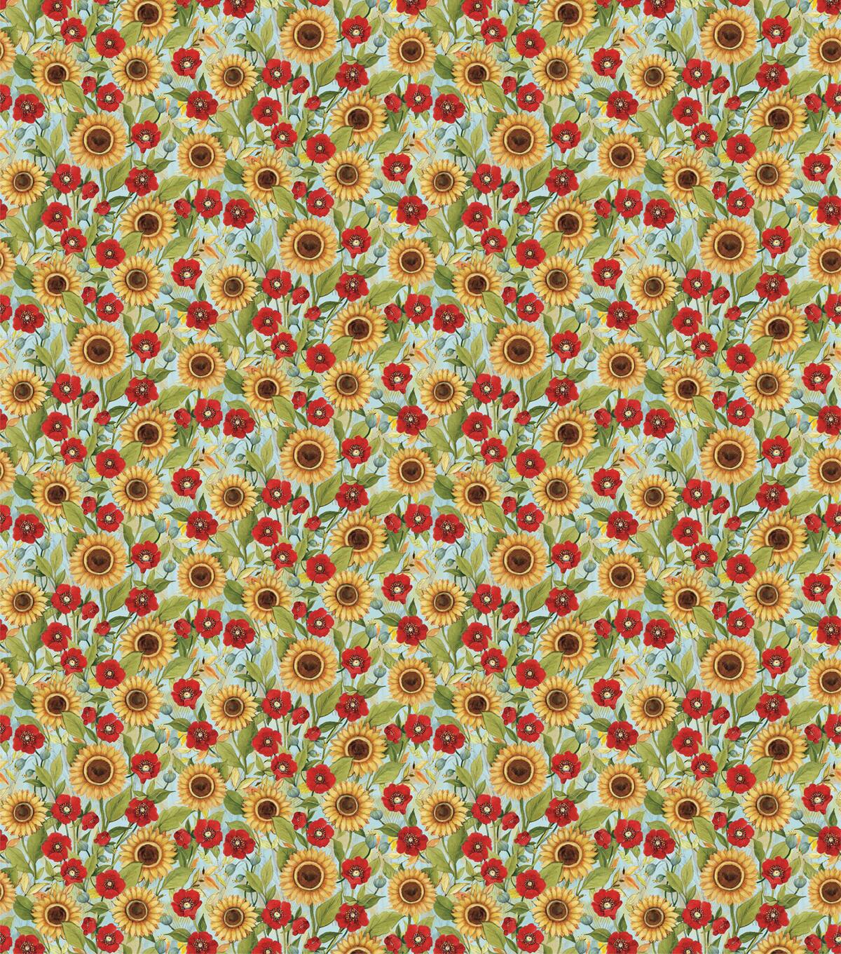 Susan Winget Tossed Floral with Sunflowers Cotton Fabric