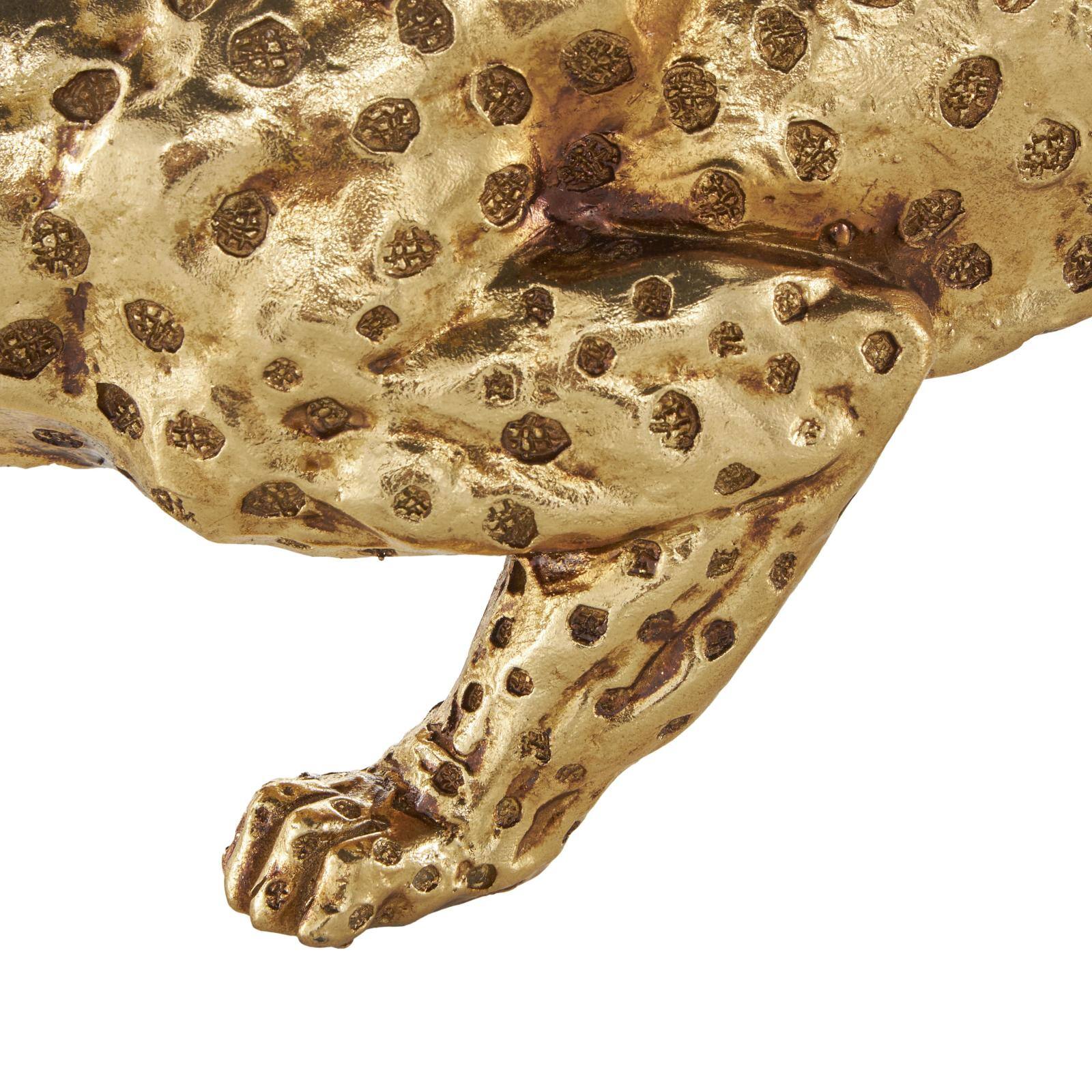 25.5" Gold Leopard Sculpture with Textured Spots