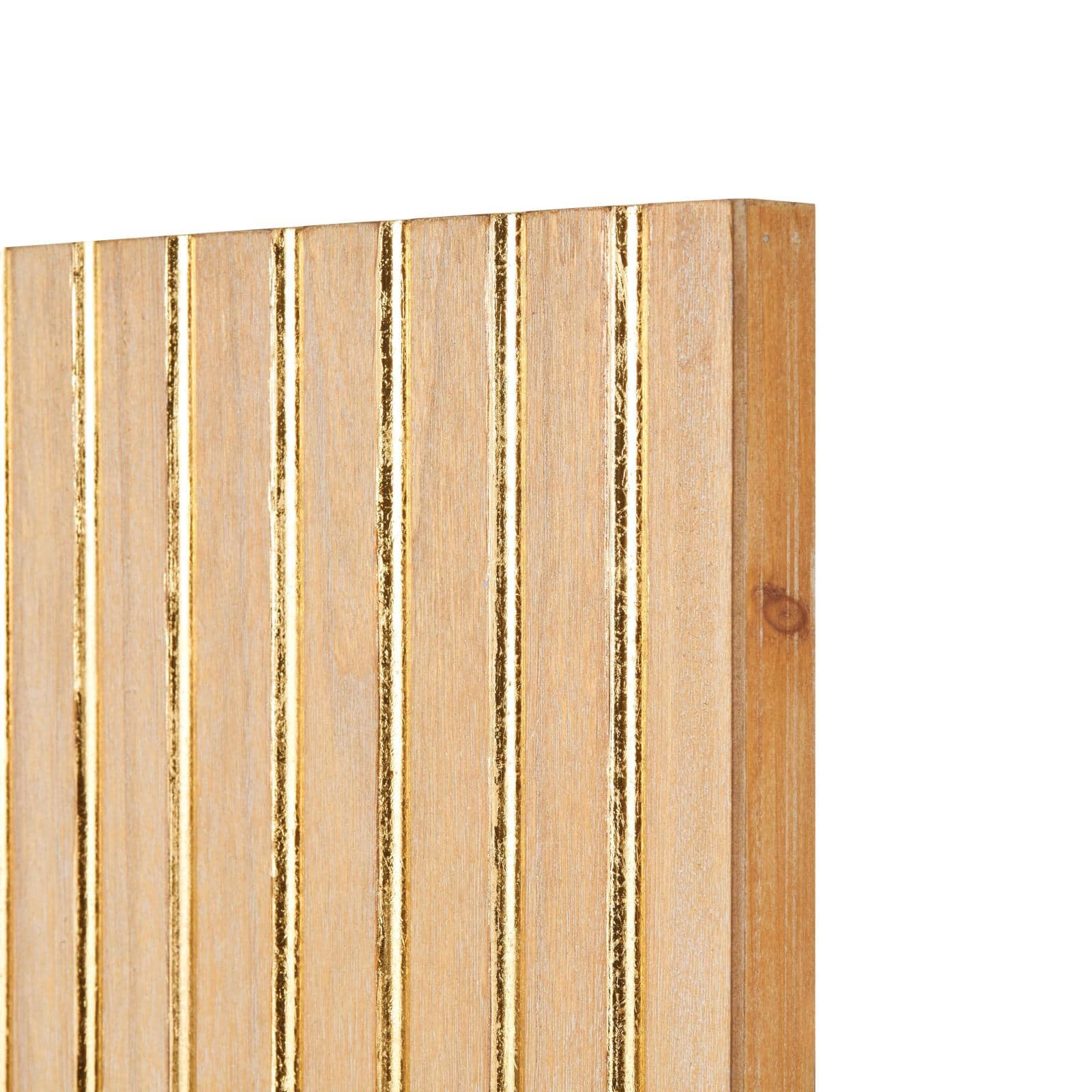 15.7" x 43.2" Light Brown Wood Geometric Panel with Overlapping Gold Arches Home Wall Décor