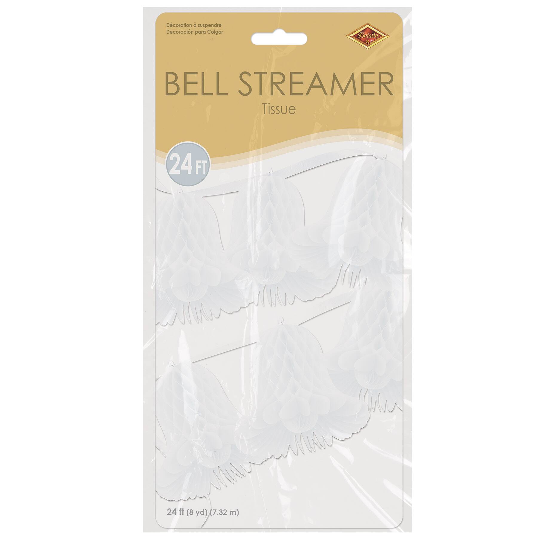 Beistle 24ft. White Tissue Bell Streamer
